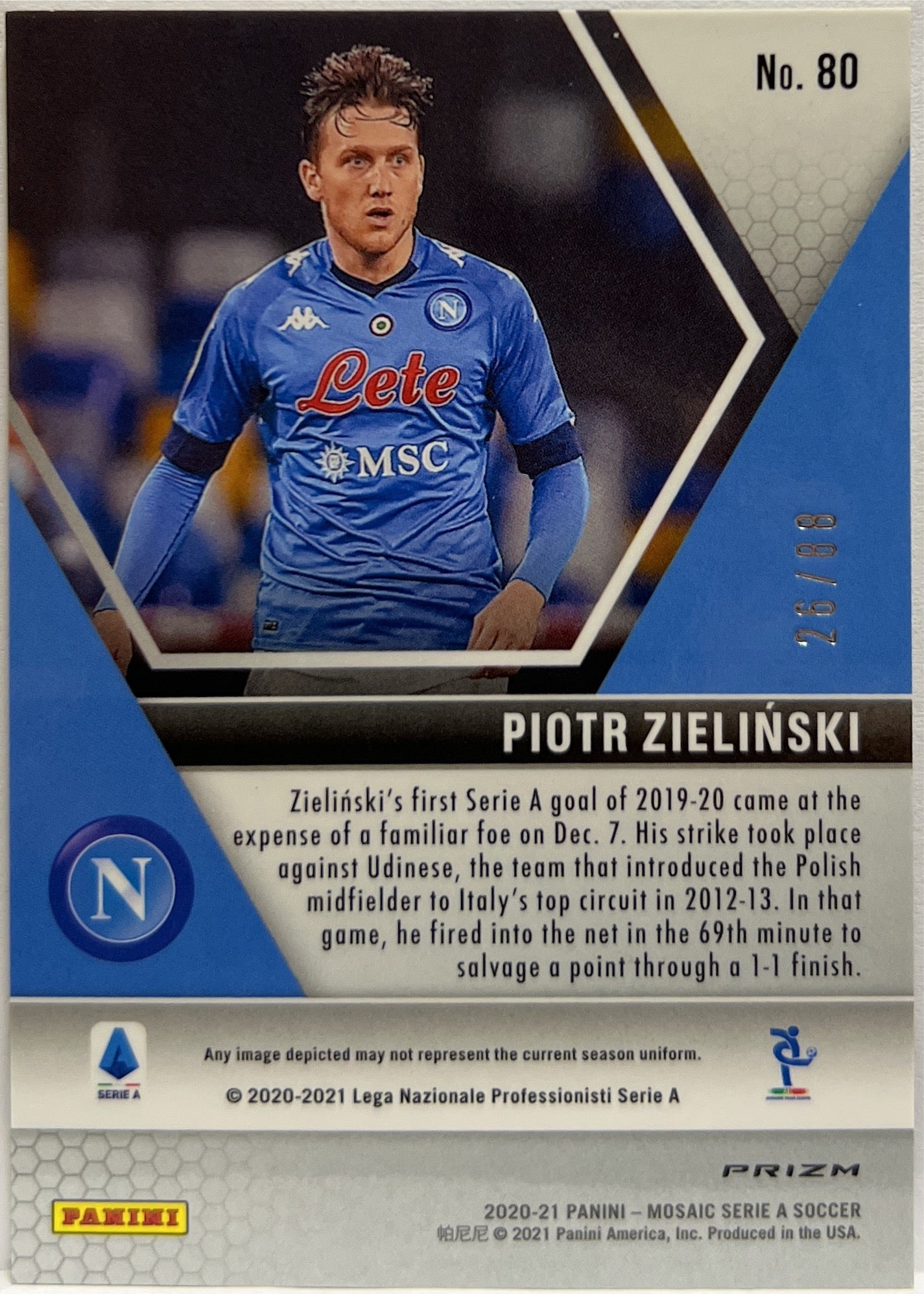 Piotr Zielinski 26/99 Red & Gold Mosaic Serie A 2020/21