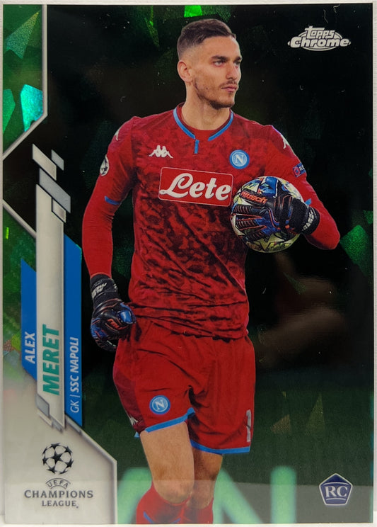 Alex Meret 60/75 Rookie Cracked Ice Green Topps Chrome UCL 2019/20