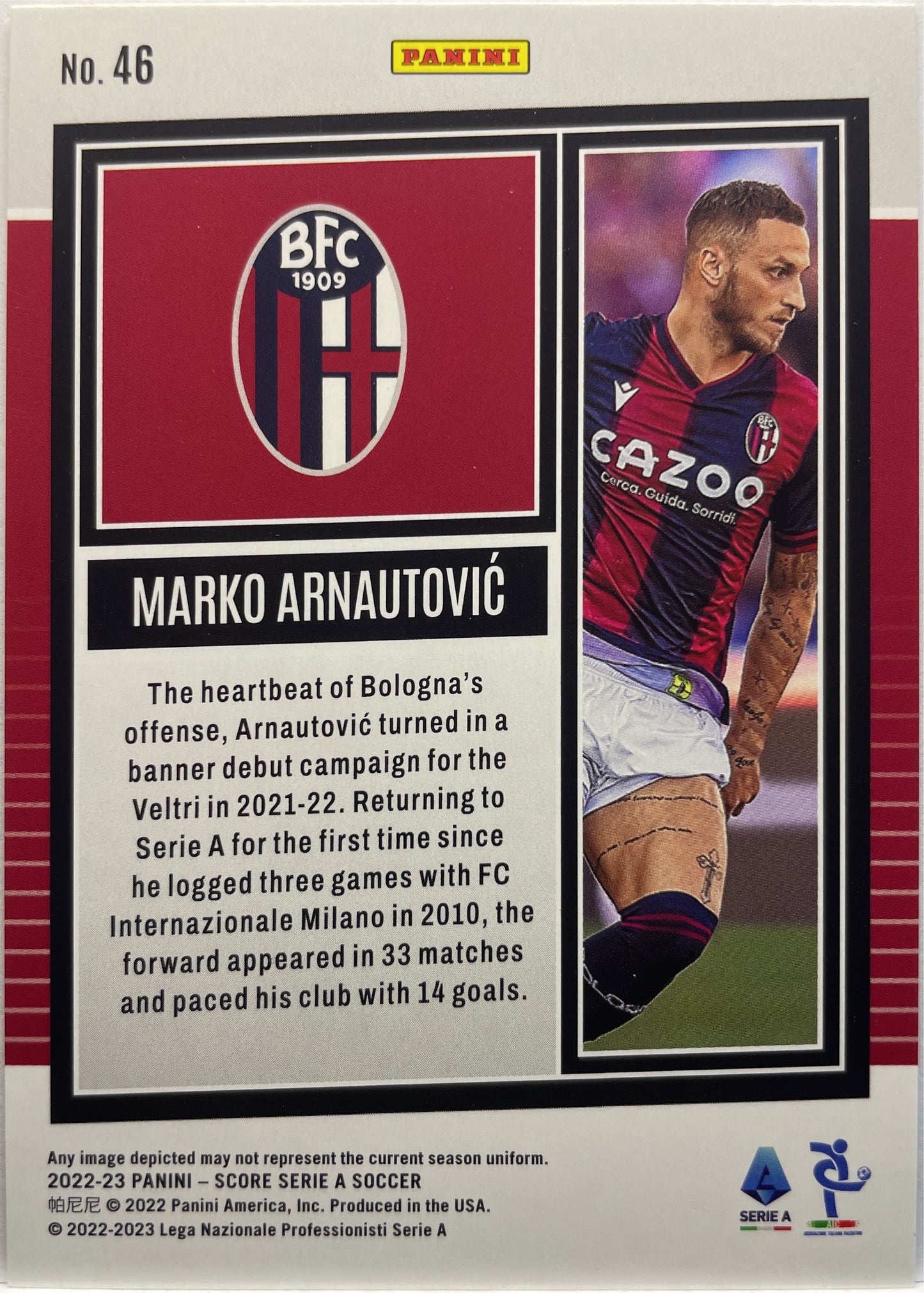 Marko Arnautovic 13/35 Orange Laser Score Serie A 2022/23