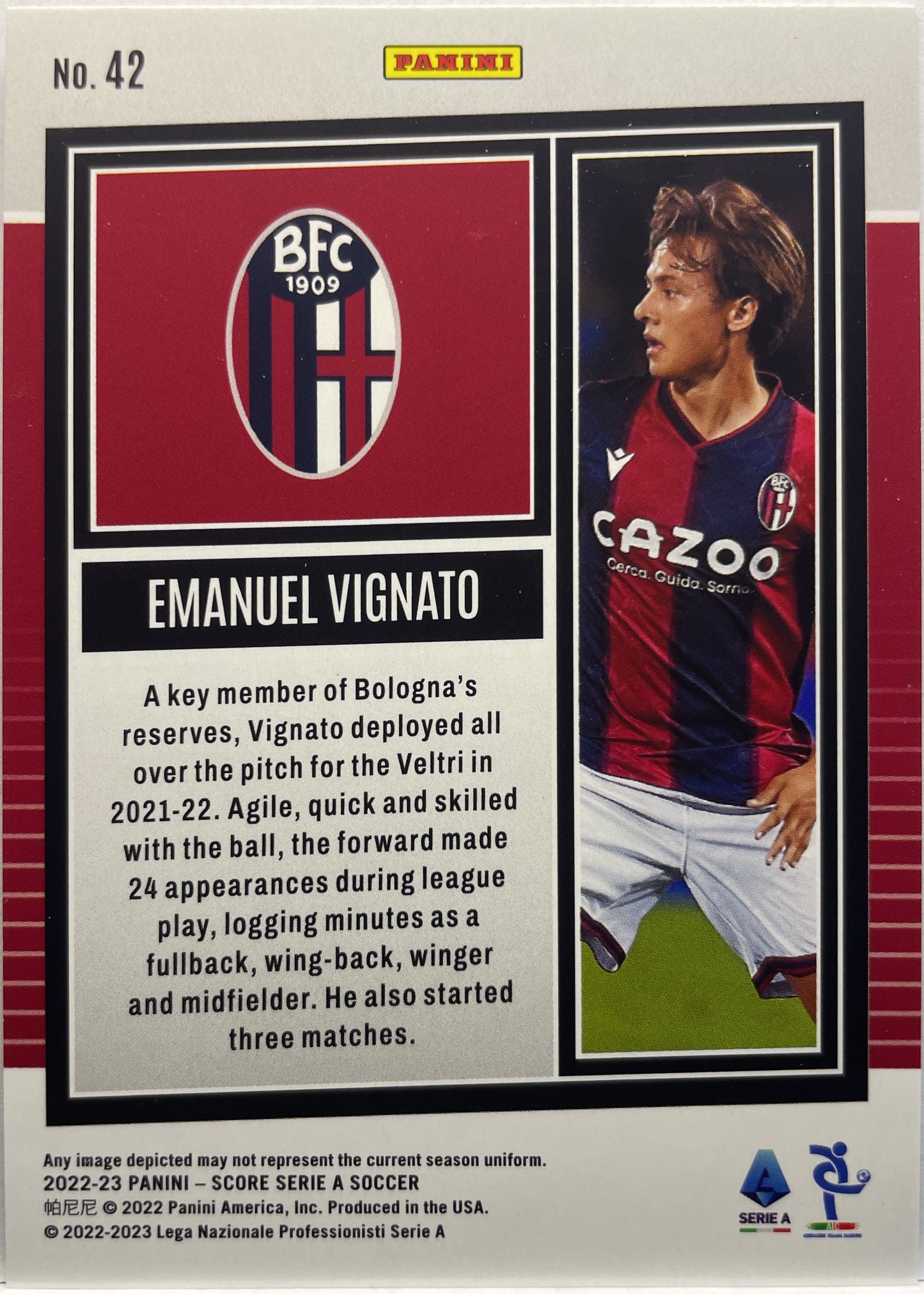 Emanuel Vignato 49/60 Blue Laser Score Serie A 2022/23