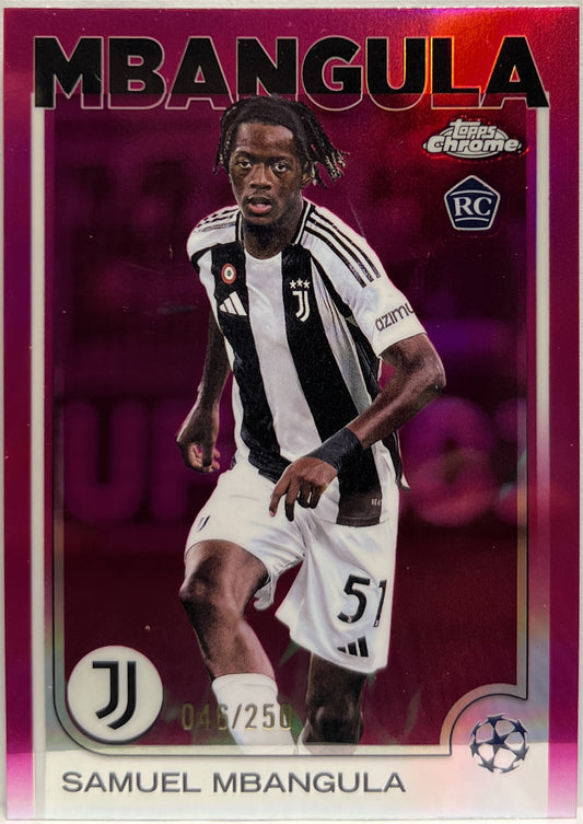 Samuel Mbangula 46/250 Rookie Pink Topps Chrome UCC 2024/25