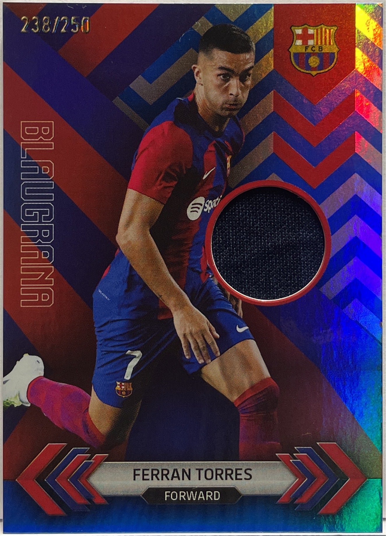 Ferran Torres 238/250 Patch Worn Blaugrana Topps Barcelona Team Set 2023/24