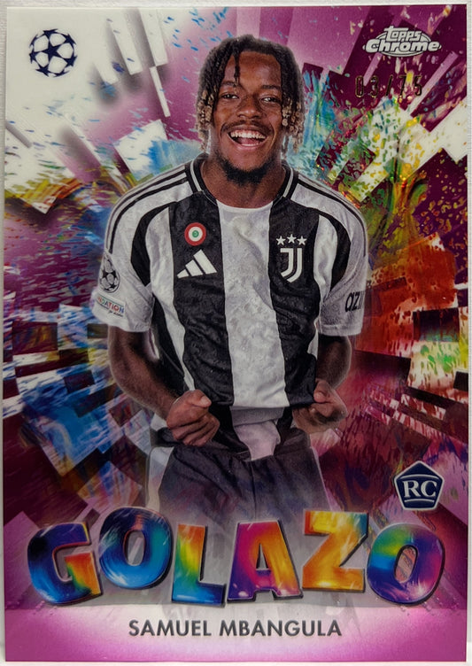 Samuel Mbangula 3/75 Rookie Golazo Magenta Topps Chrome UCC 2024/25