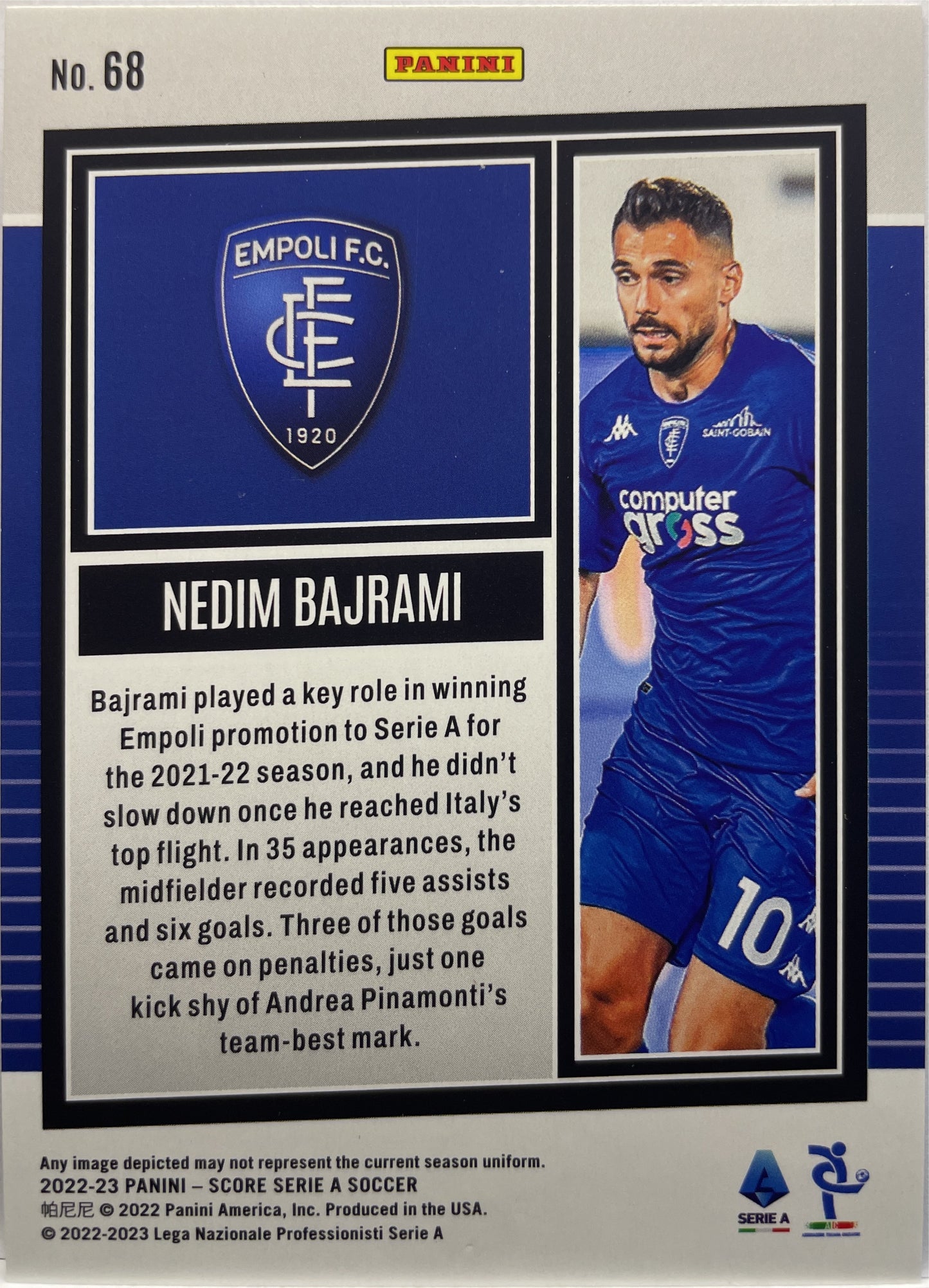 Nedim Bajrami 33/60 Blue Laser Score Serie A 2022/23