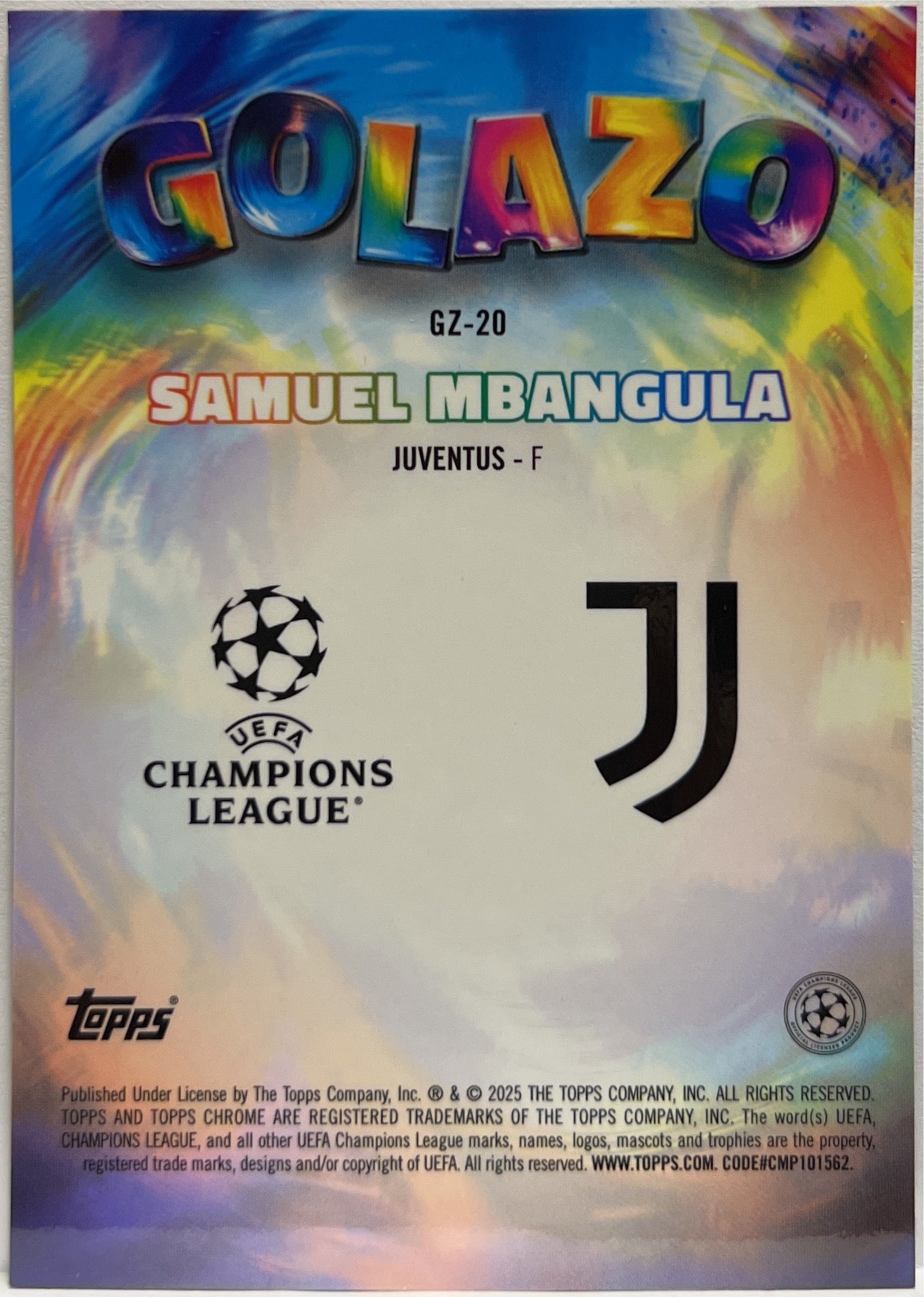 Samuel Mbangula 3/75 Rookie Golazo Magenta Topps Chrome UCC 2024/25