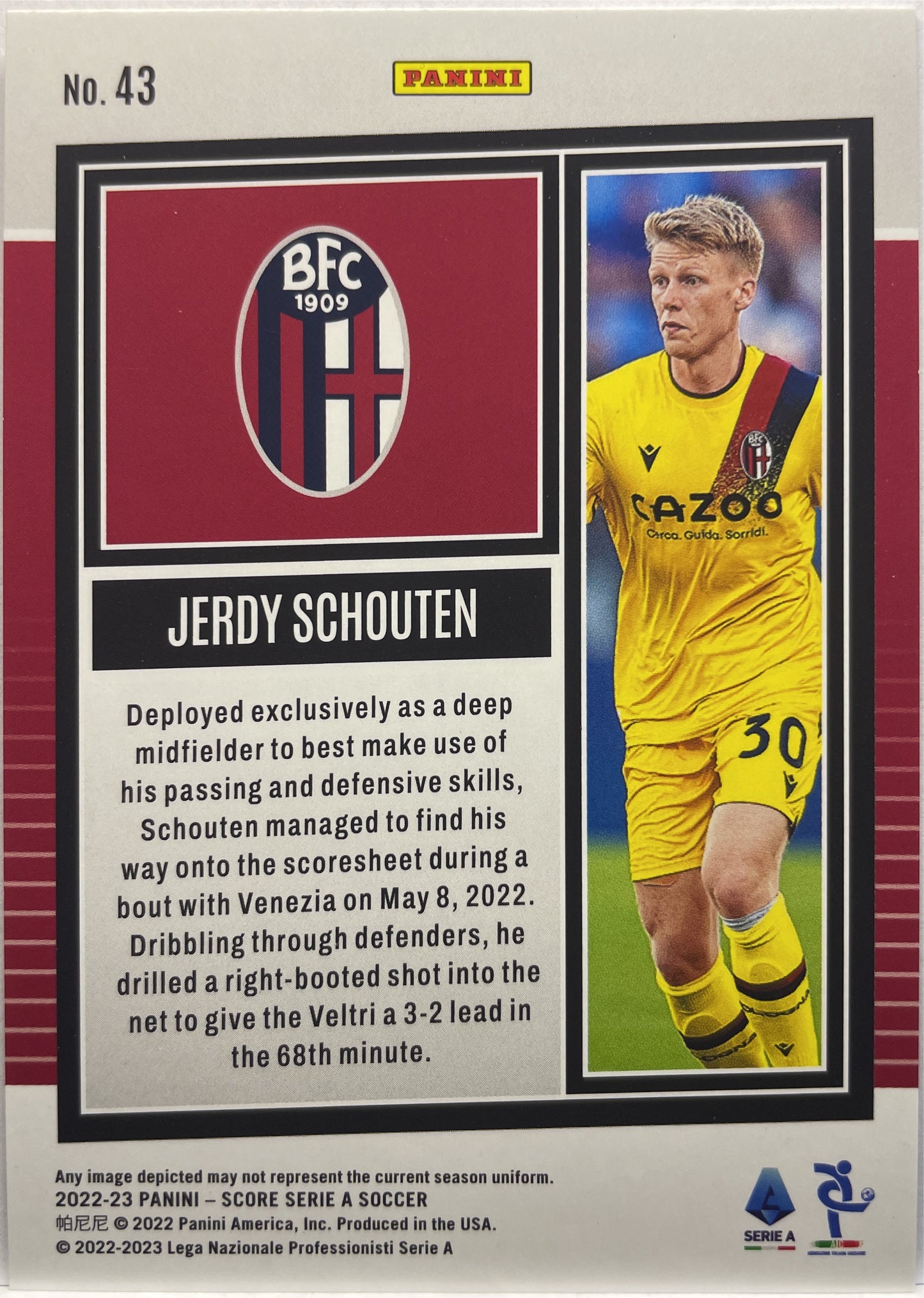 Jerdy Schouten 11/65 Red Swirl Score Serie A 2022/23