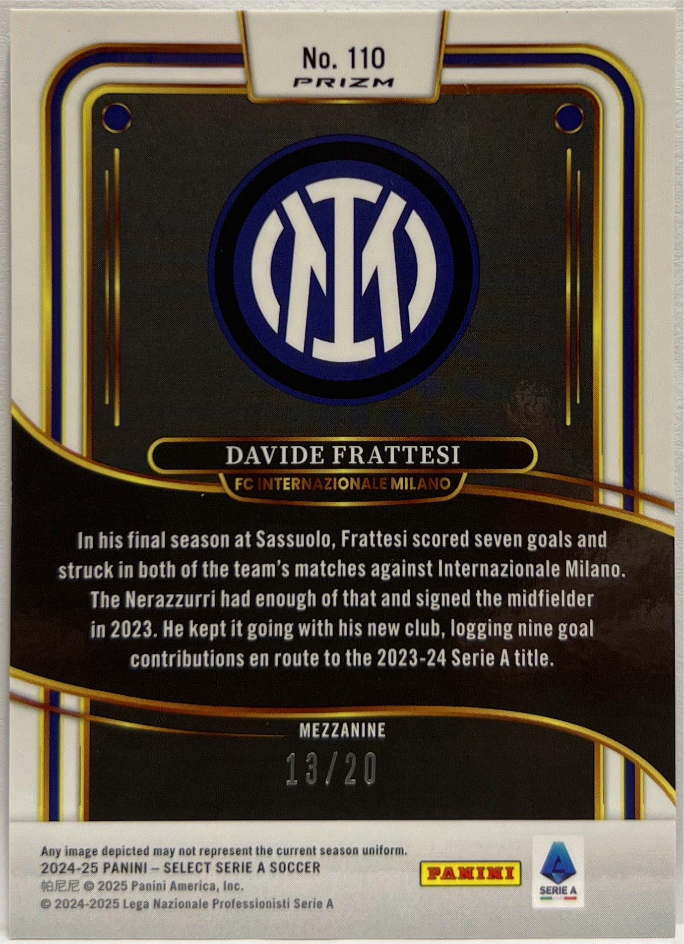 Davide Frattesi 13/20 Mezzanine White Select Serie A 2024/25