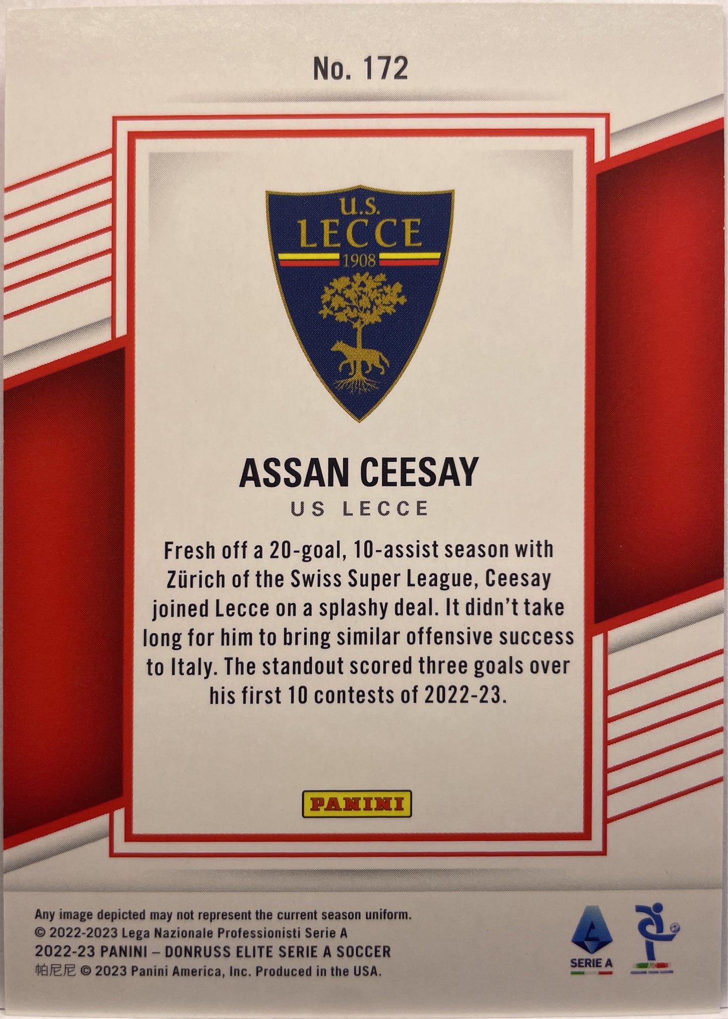 Assan Ceesay 22/25 Rookie Donruss Elite Serie A 2022/23