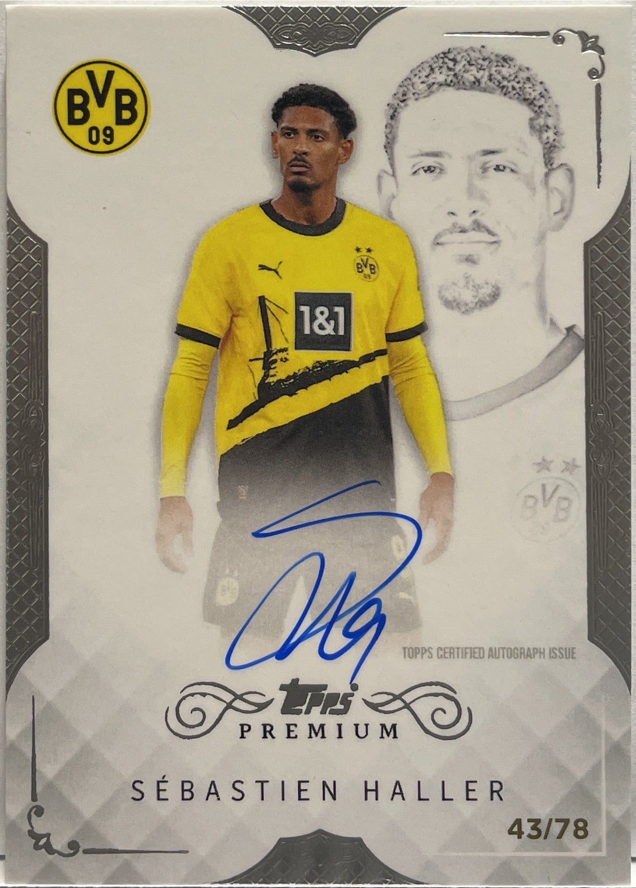Sebastien Haller 43/78Autograph On Card Topps Borussia Dortmund BVB Premium 2024
