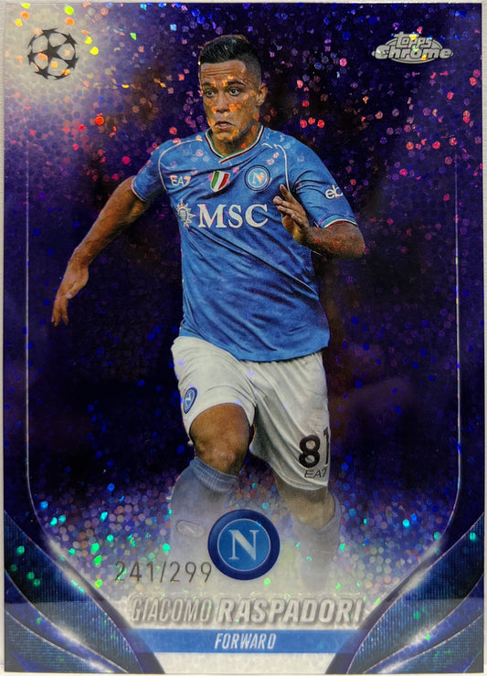 Giacomo Raspadori 241/299 Purple Topps Chrome UCC 2023/24