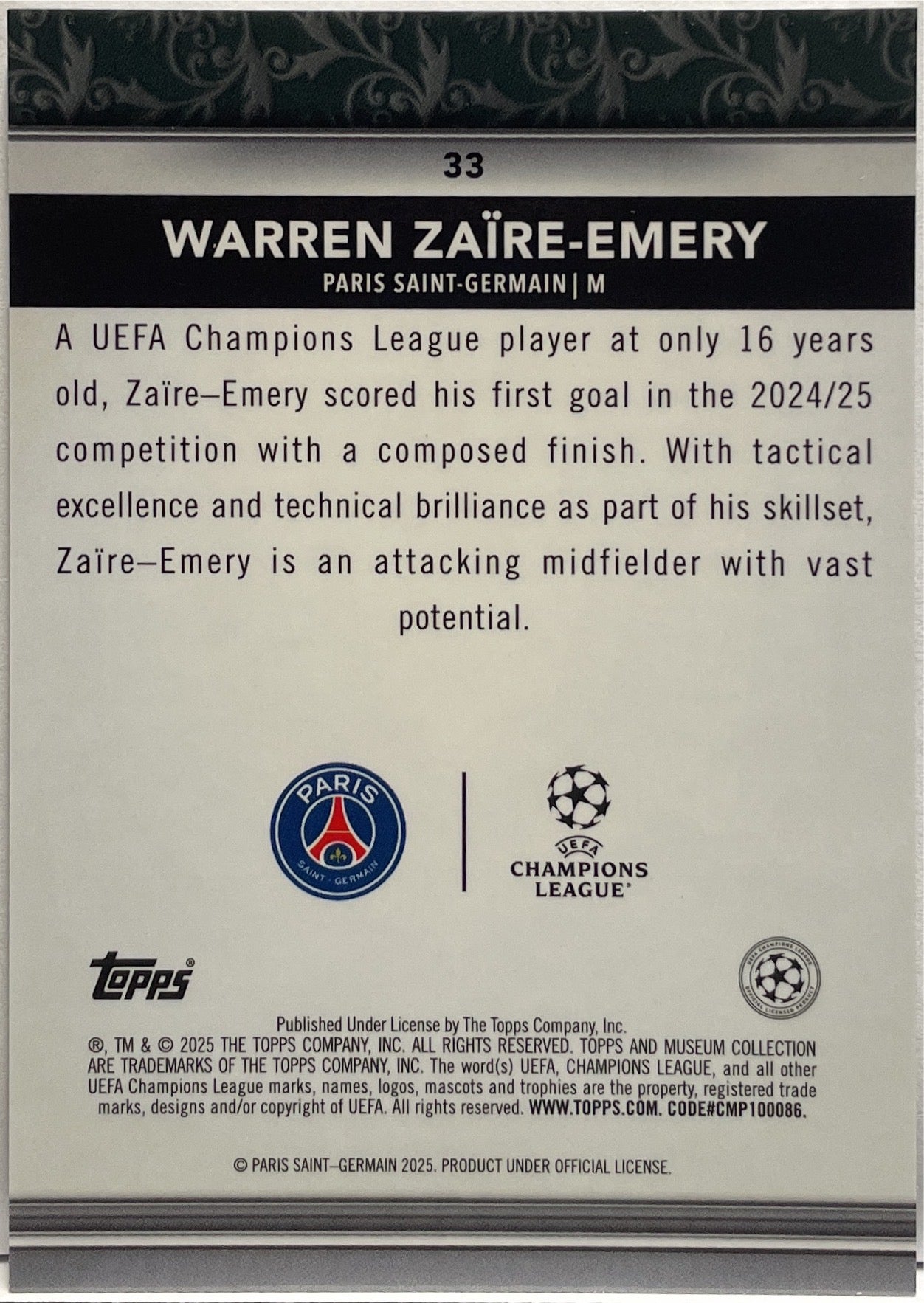 Warren Zaire Emery Topps Museum 2024/25