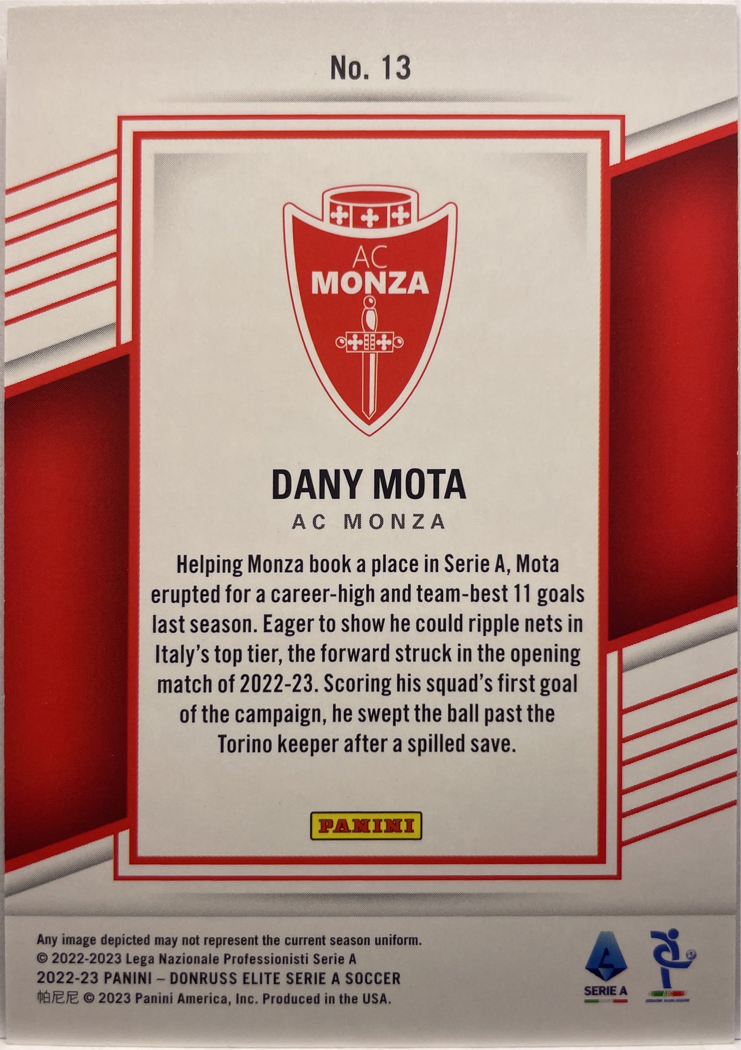 Dany Mota 3/15 Rookie Donruss Elite Serie A 2022/23