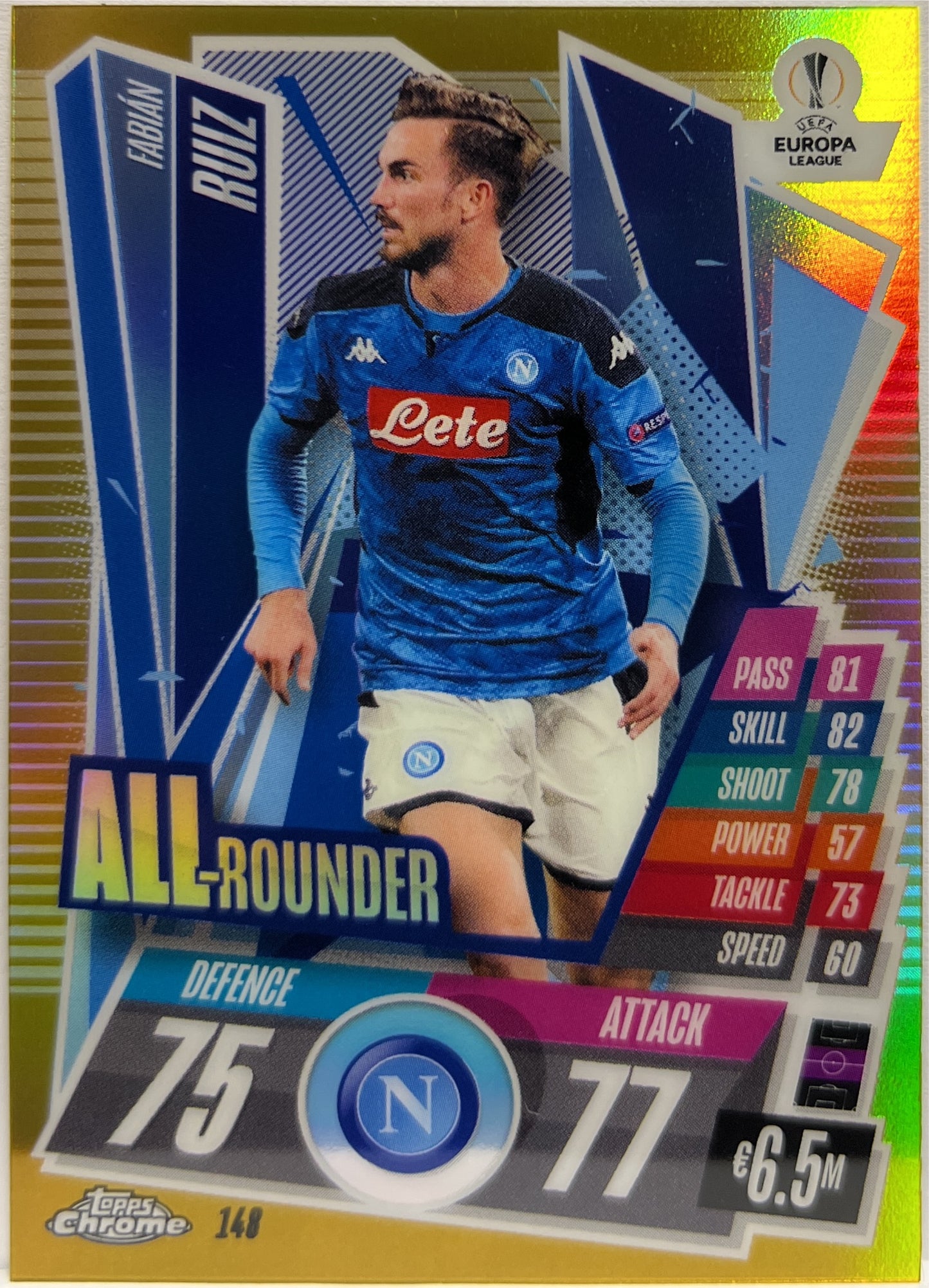 Fabian Ruiz 43/50 Gold Topps Chrome Match Attax