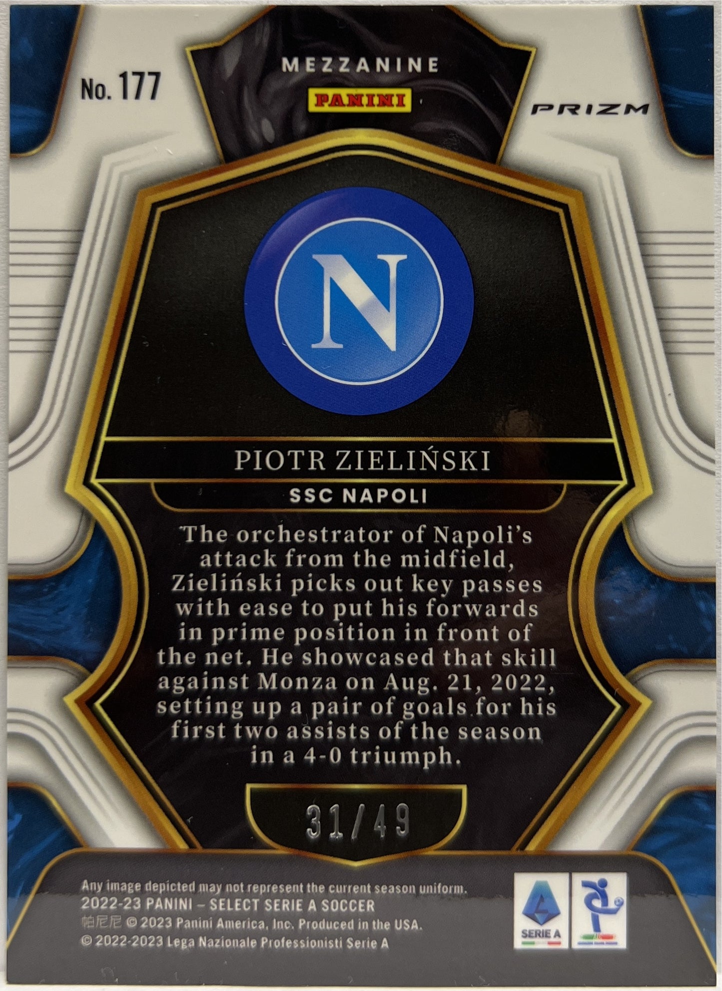 Piotr Zielinski 31/49 Mezzanine Purple Select Serie A 2022/23