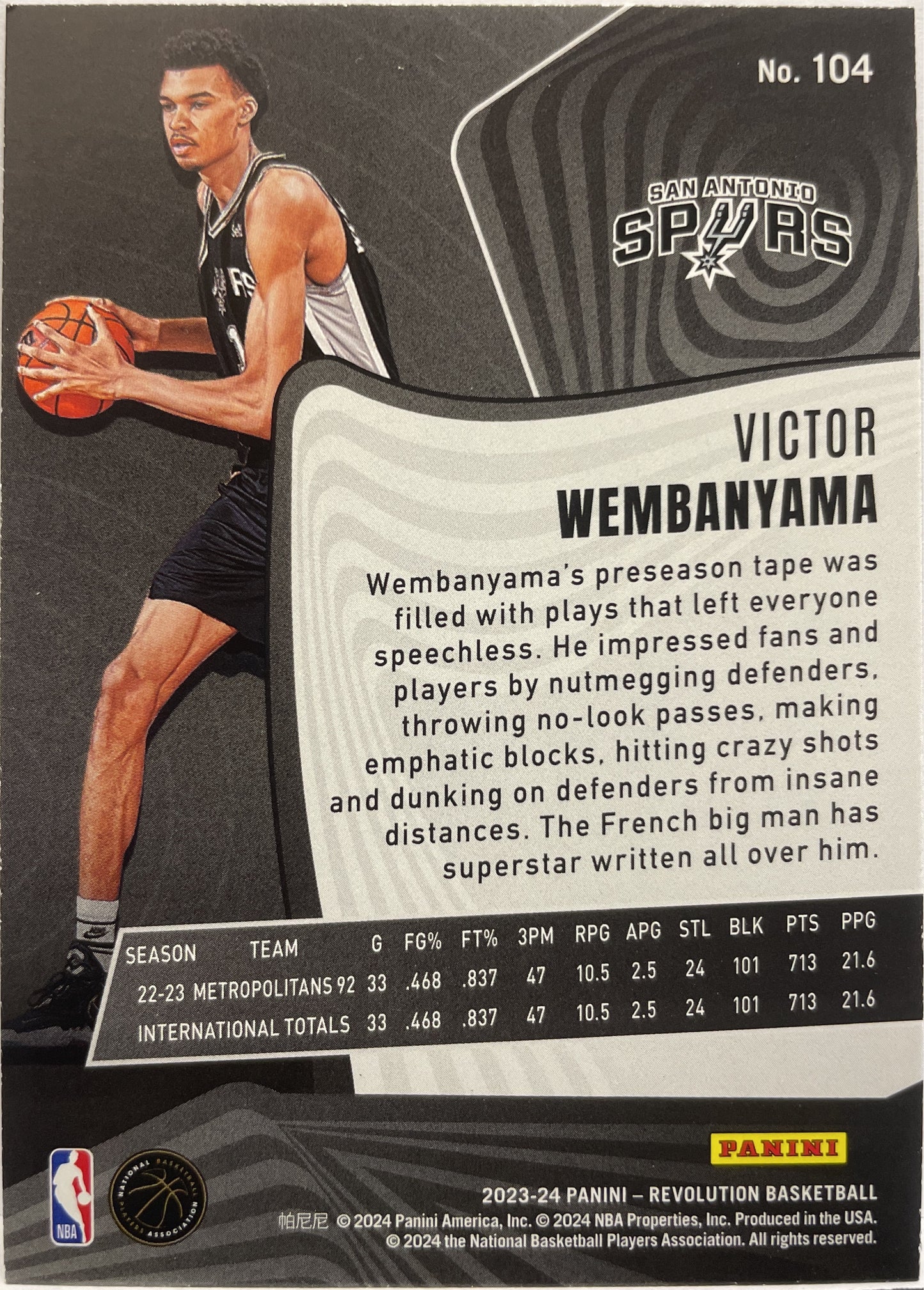 Victor Wembanyama Rookie Revolution Basketball NBA 2023/24