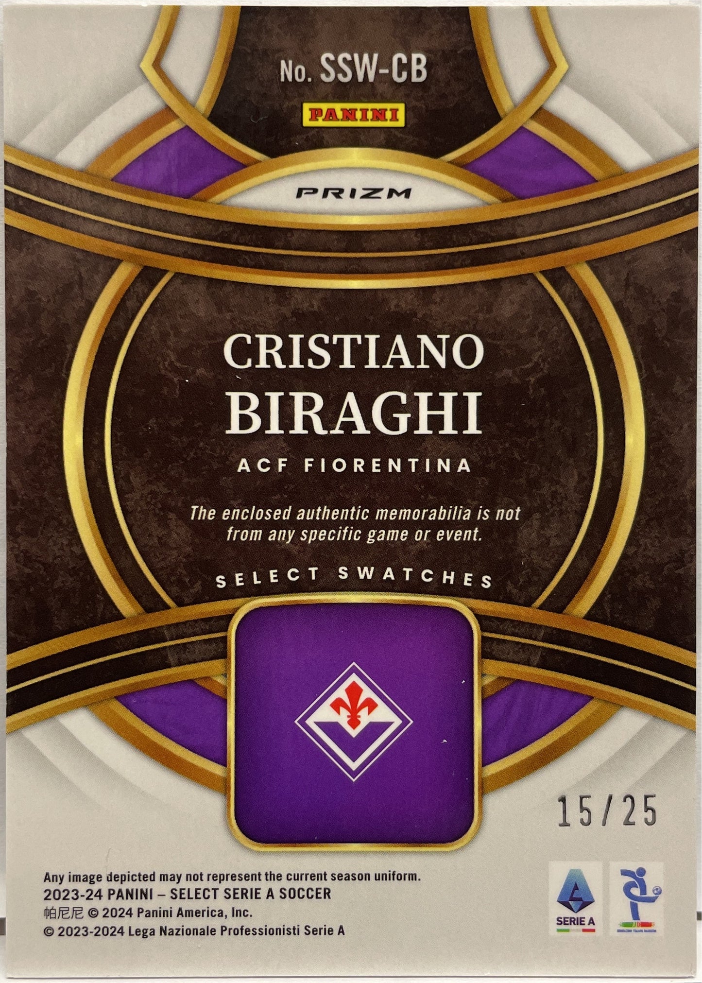 Cristiano Biraghi 15/25 Patch Select Swatches Select Serie A 2023/24