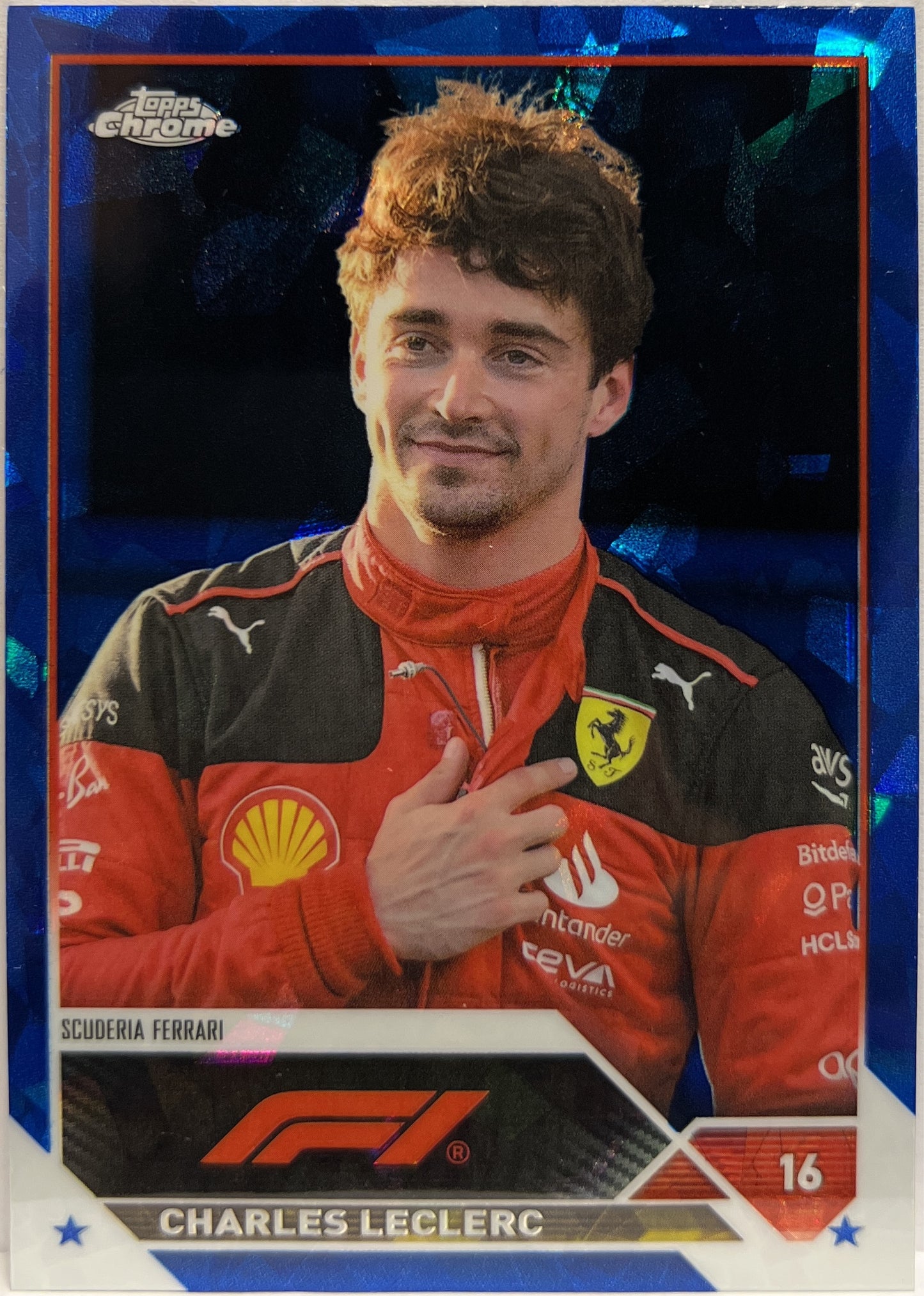 Charles Leclerc #6 Cracked Ice Blue Topps Chrome Sapphire F1 2023