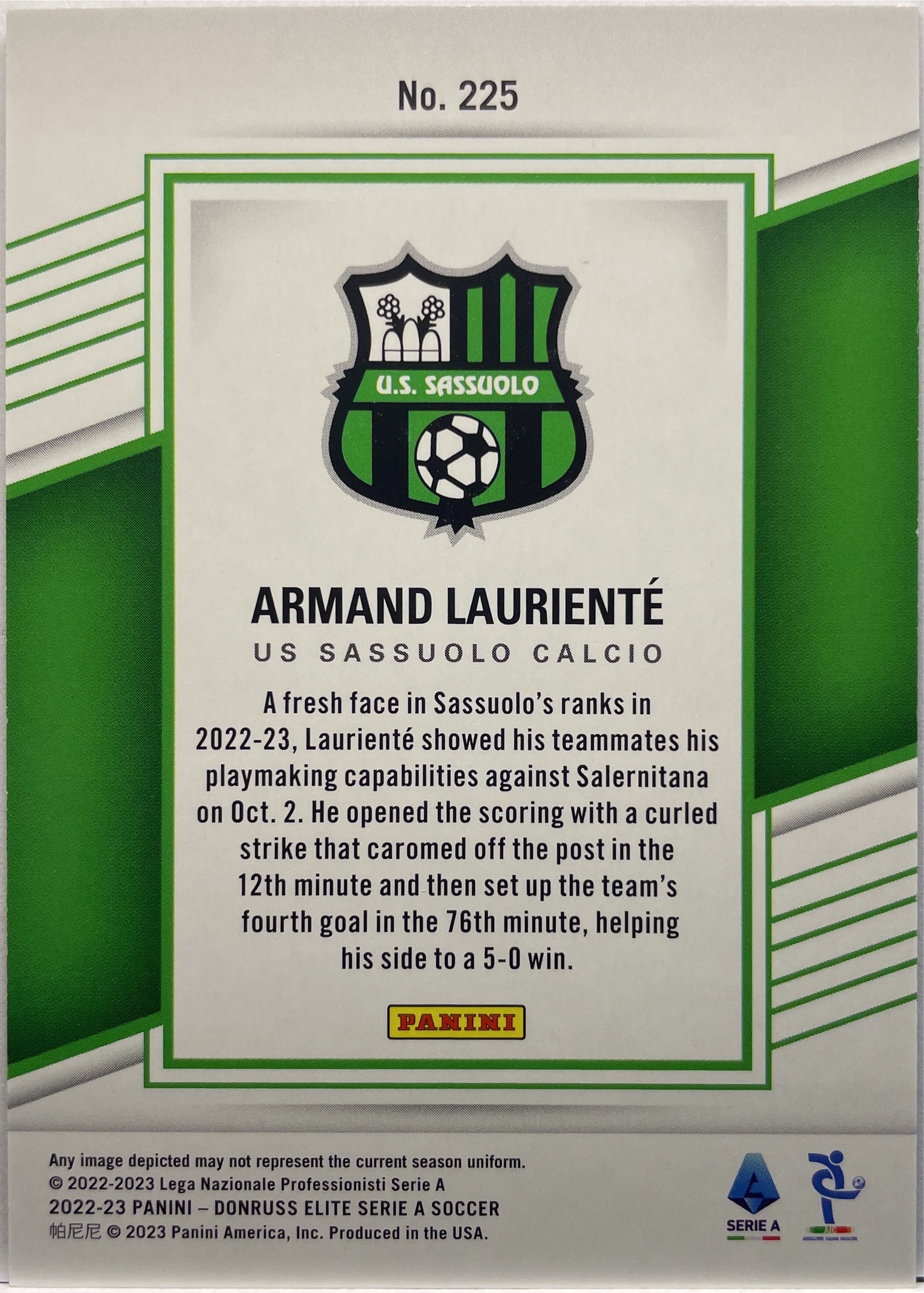 Armand Lauriente 22/25 Rookie Donruss Elite Serie A 2022/23