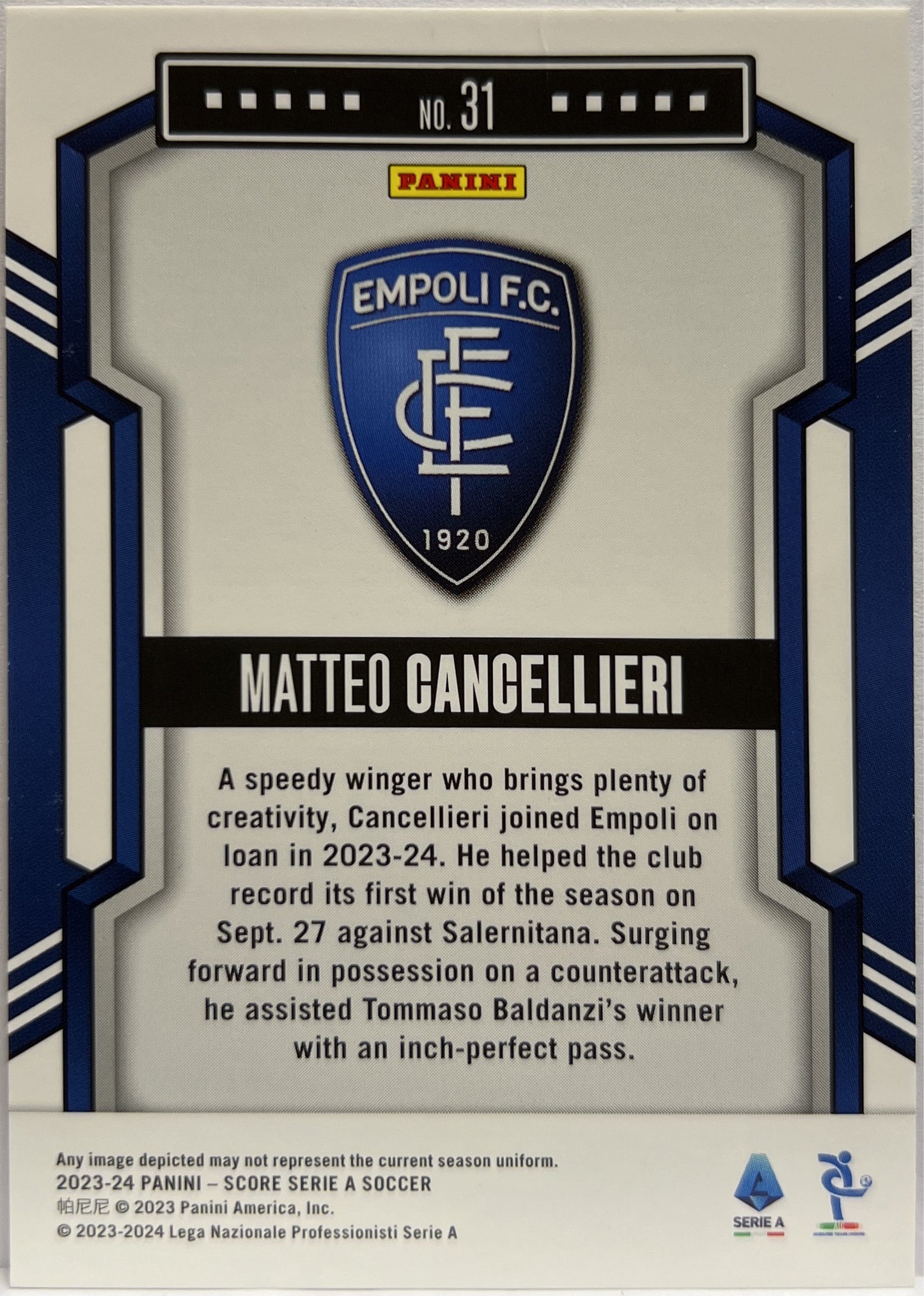 Matteo Cancellieri 4/30 Red Swirl Score Serie A 2023/24
