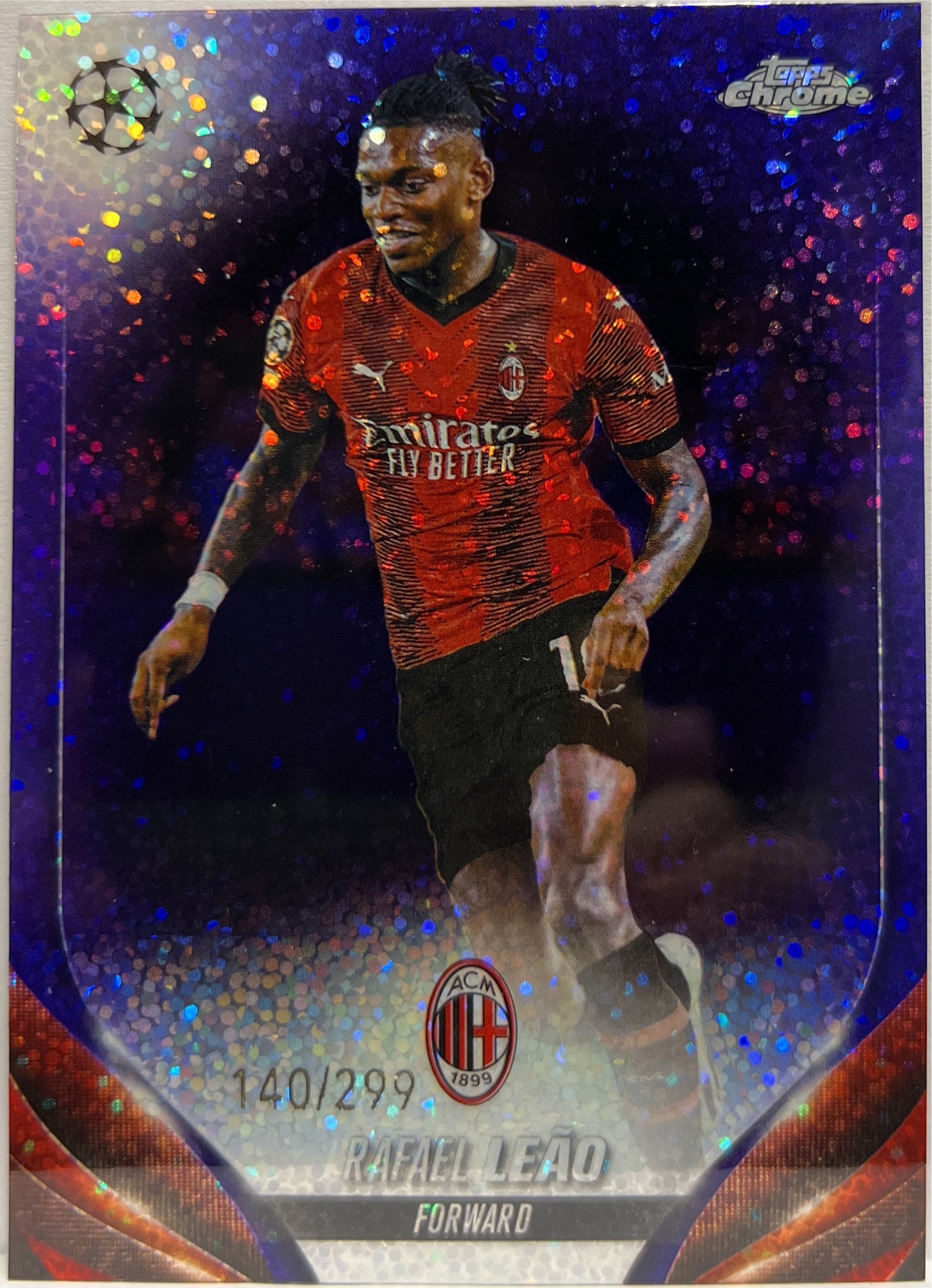 Rafael Leao 140/299 Purple Topps Chrome UCC 2023/24