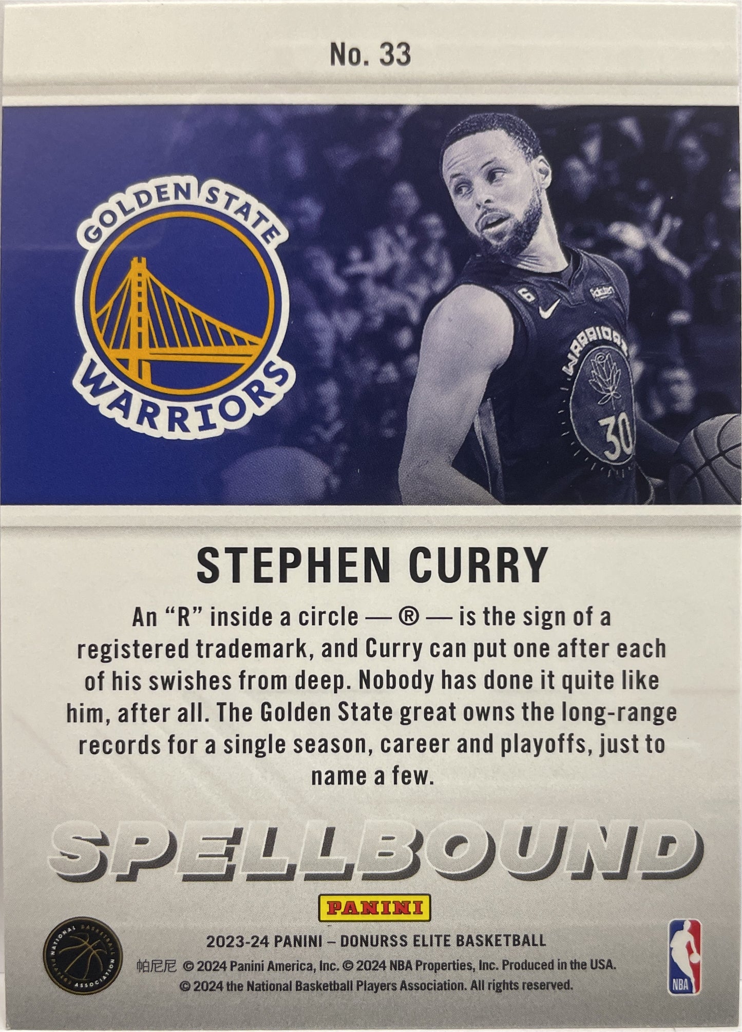 Stephen Curry Spellbound R Donruss Elite Basketball NBA 2023/24