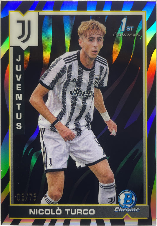 Nicolo Turco 5/75 1ST Bowman Zebra Topps Chrome Juventus 2022/23