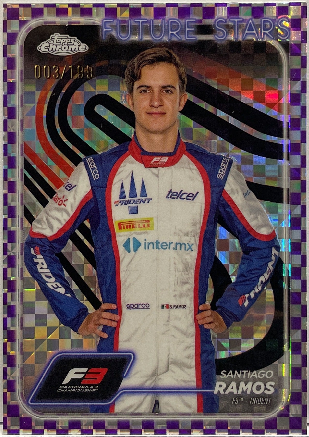 Santiago Ramos 3/199 Future Stars Checker Flag Purple Topps Chrome F1 2024