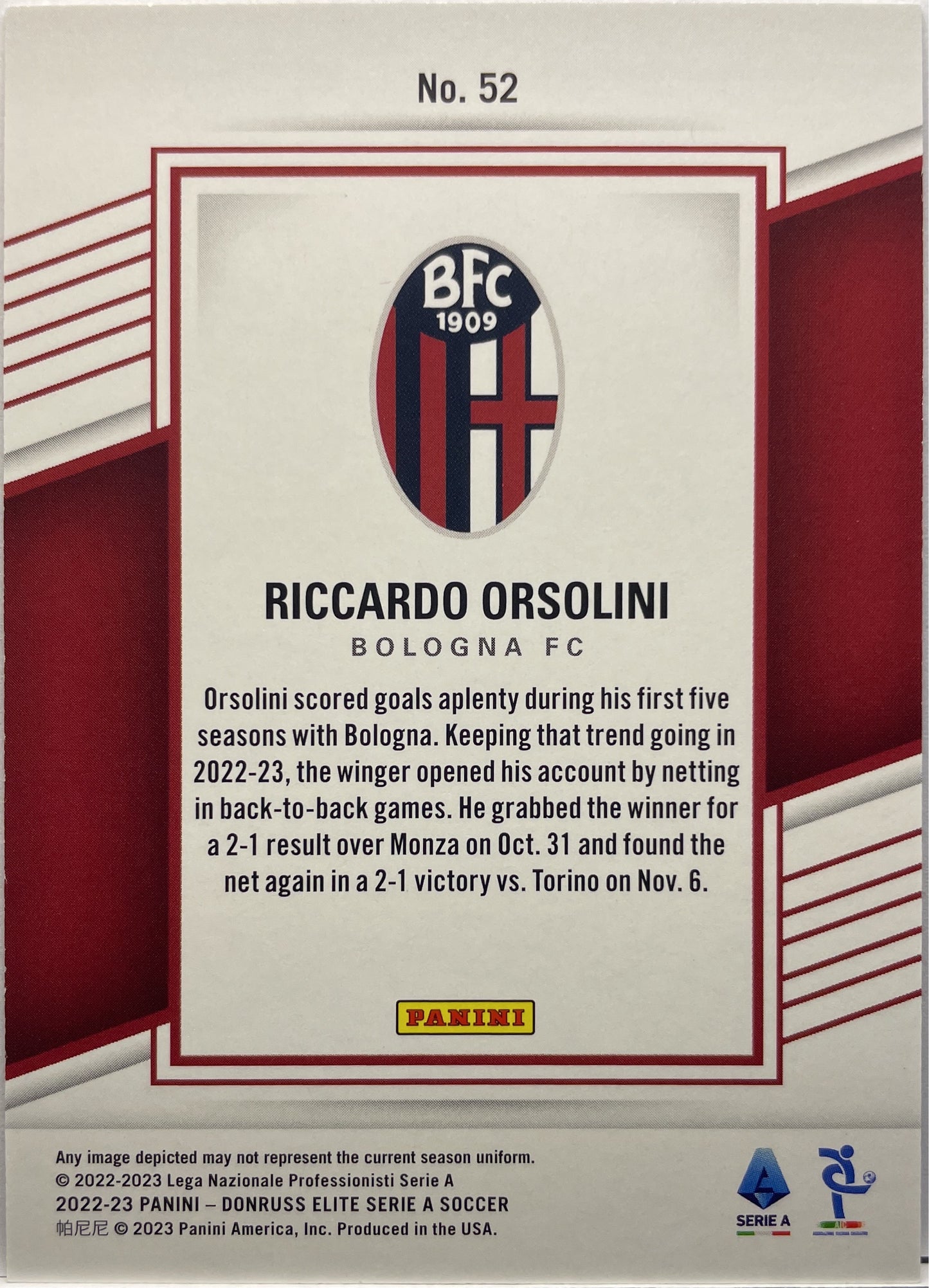 Riccardo Orsolini 23/35 Donruss Elite Serie A 2022/23