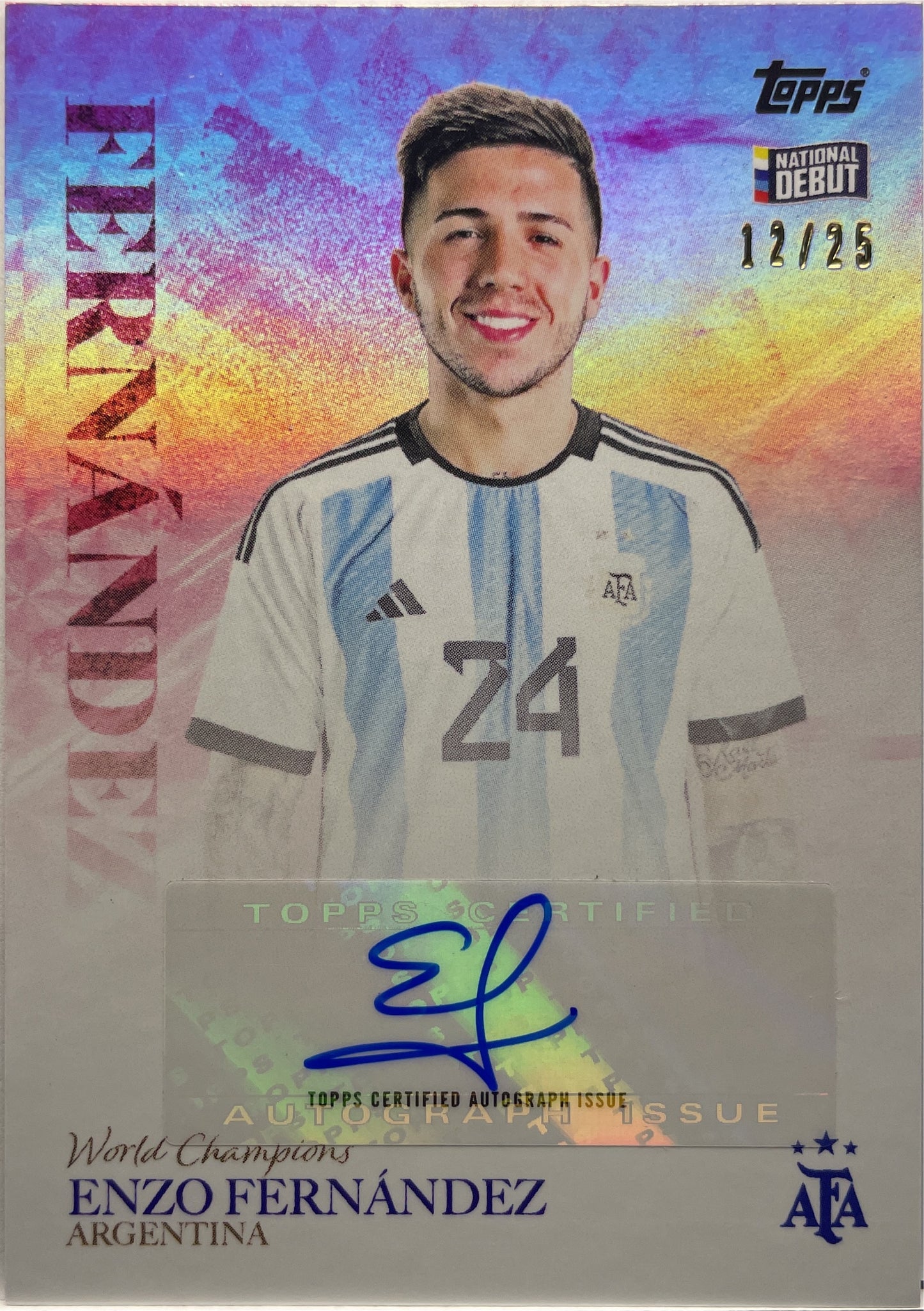 Enzo Fernandez 12/25 Autograph Topps Argentina World Champions 2023