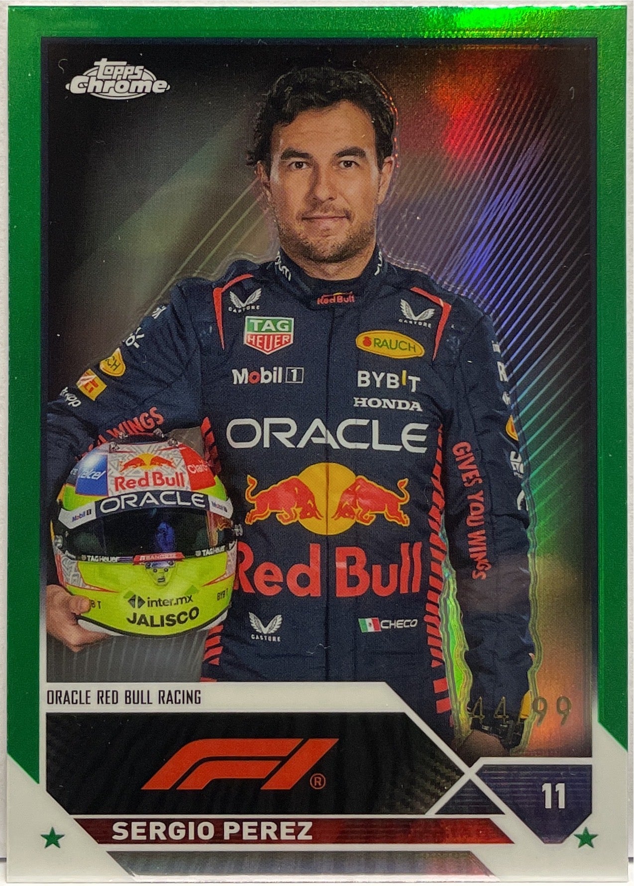 Sergio Perez 44/99 Green Topps Chrome F1 2023