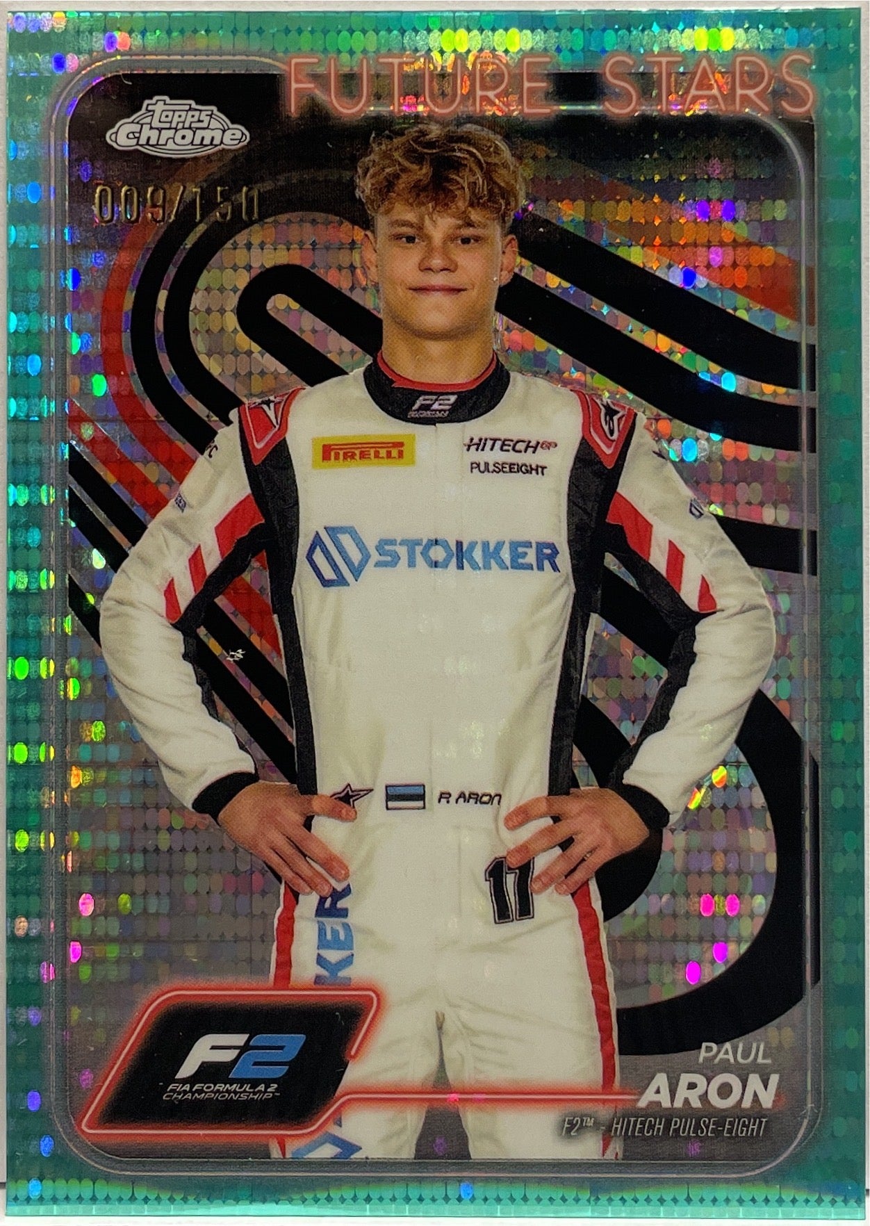 Paul Aron 9/199 Future Stars Aqua Topps Chrome F1 2024