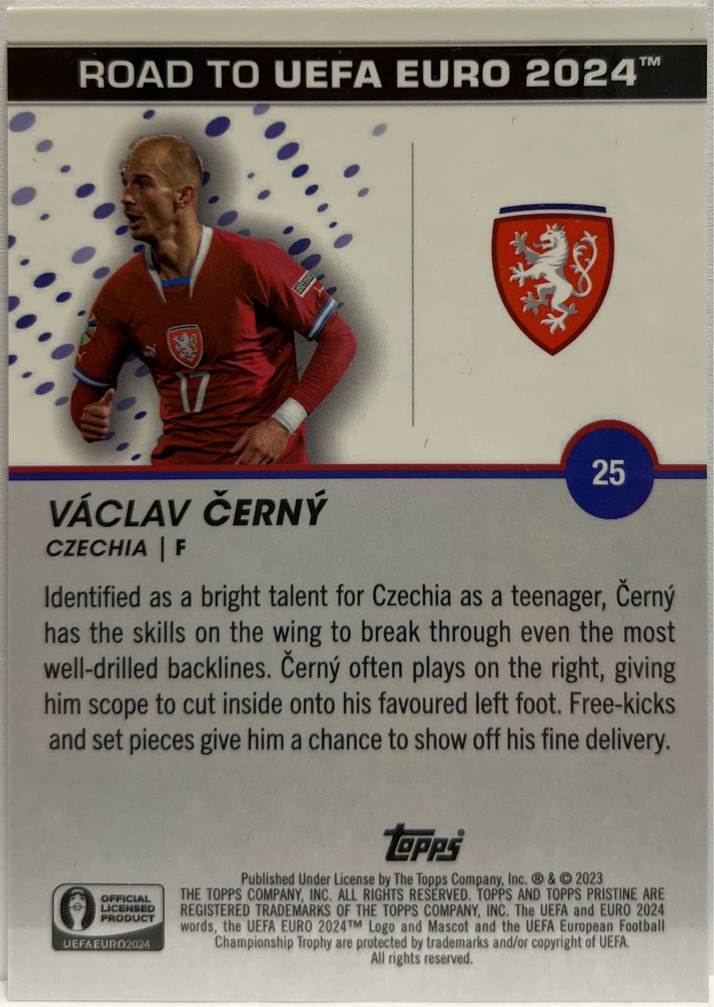 Vaclav Cerny 73/75 Blue Topps Pristine Road To Euro 2024