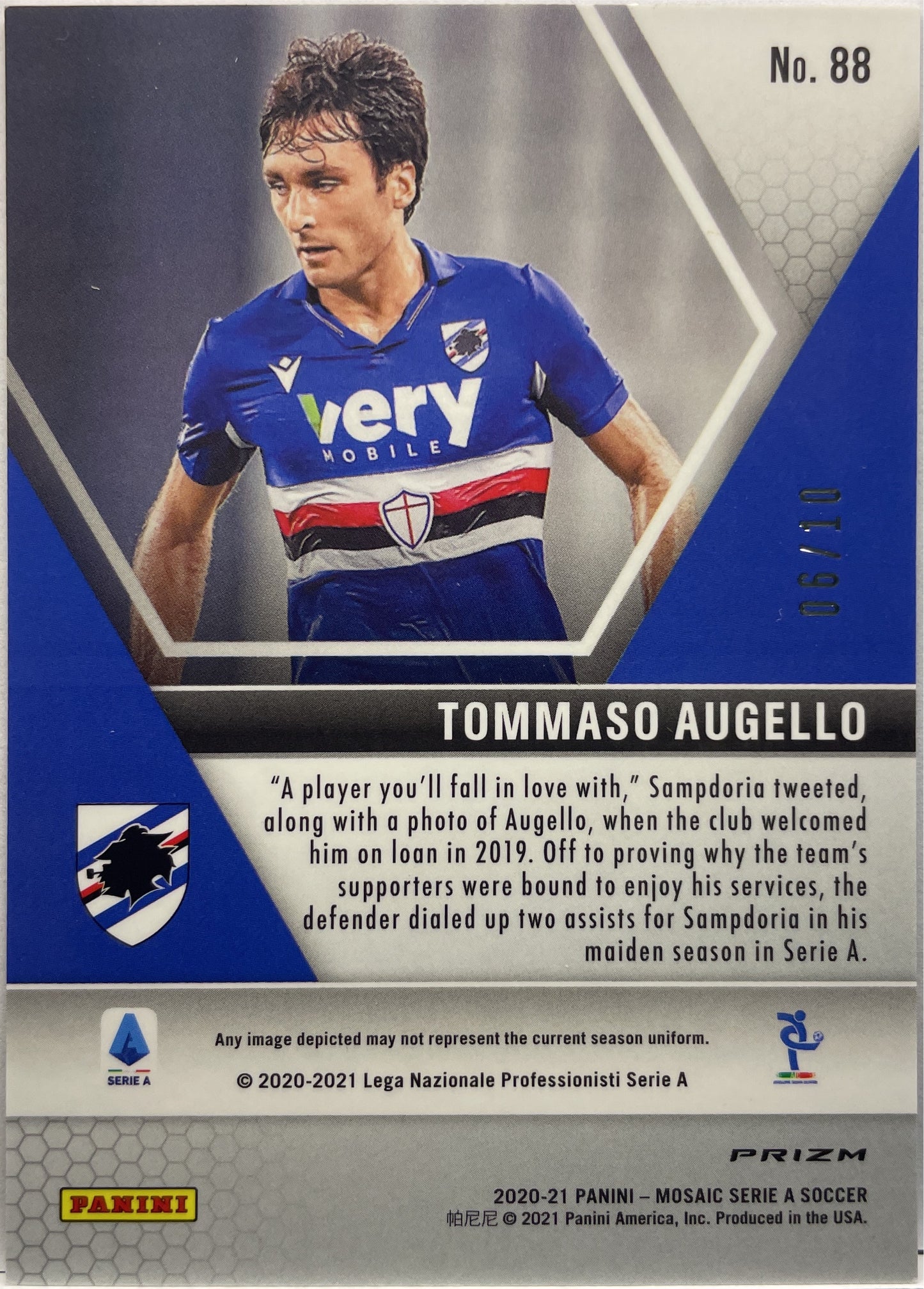 Tommaso Augello 6/10 Rookie Gold Mosaic Serie A 2020/21