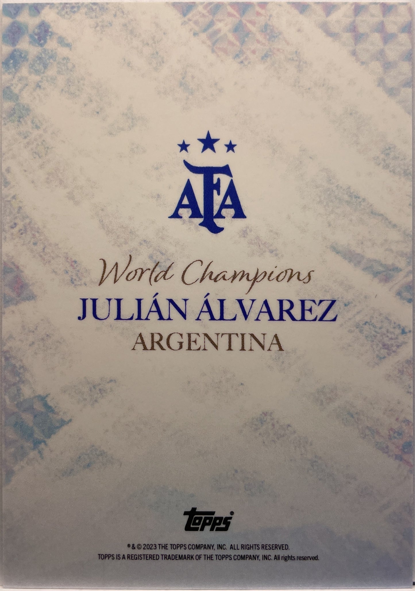 Julian Alvarez 24/99 Topps Argentina World Champions 2023