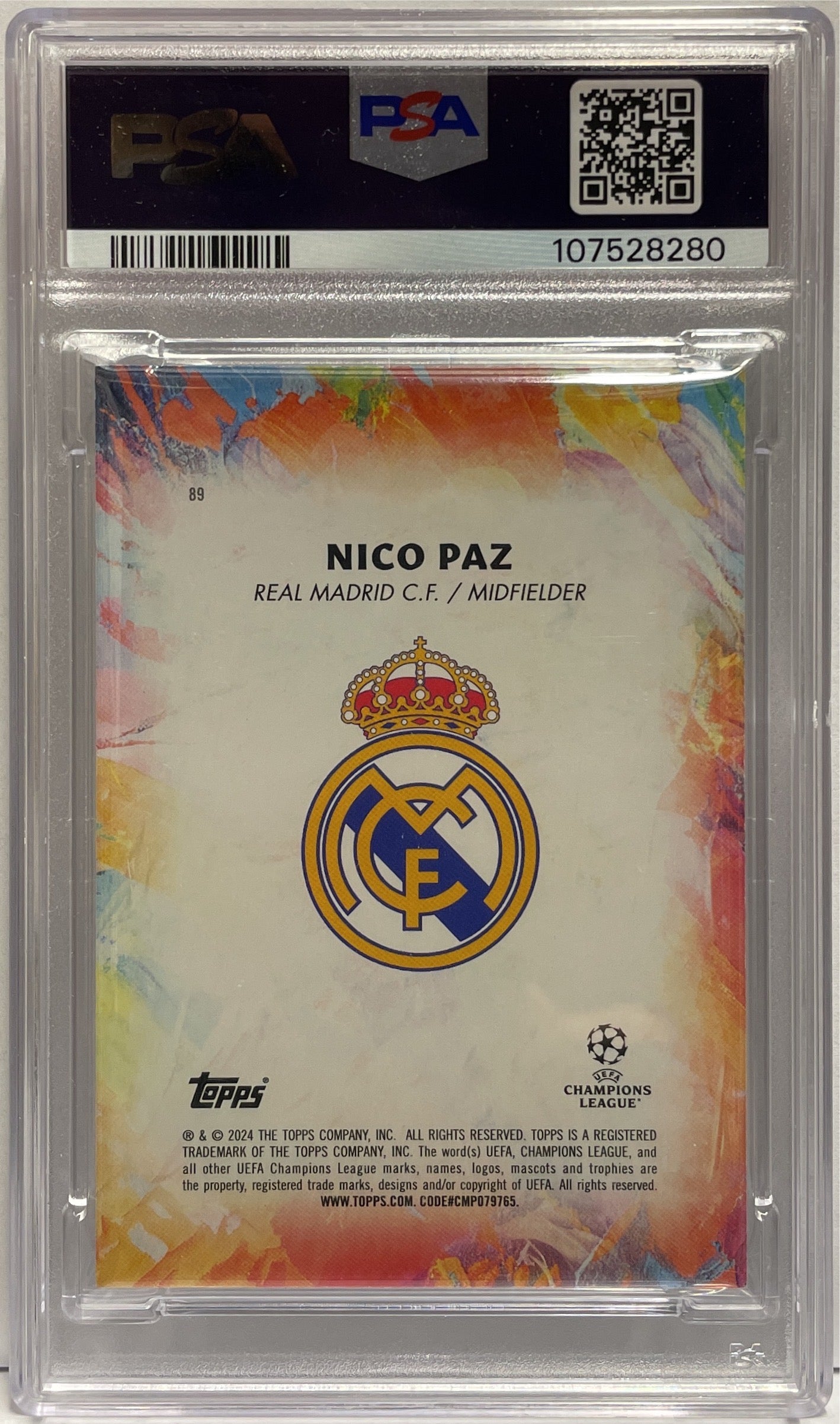 Nico Paz 2/10 Rookie Emerging Stars Red Topps Inception 2023/24 PSA 8