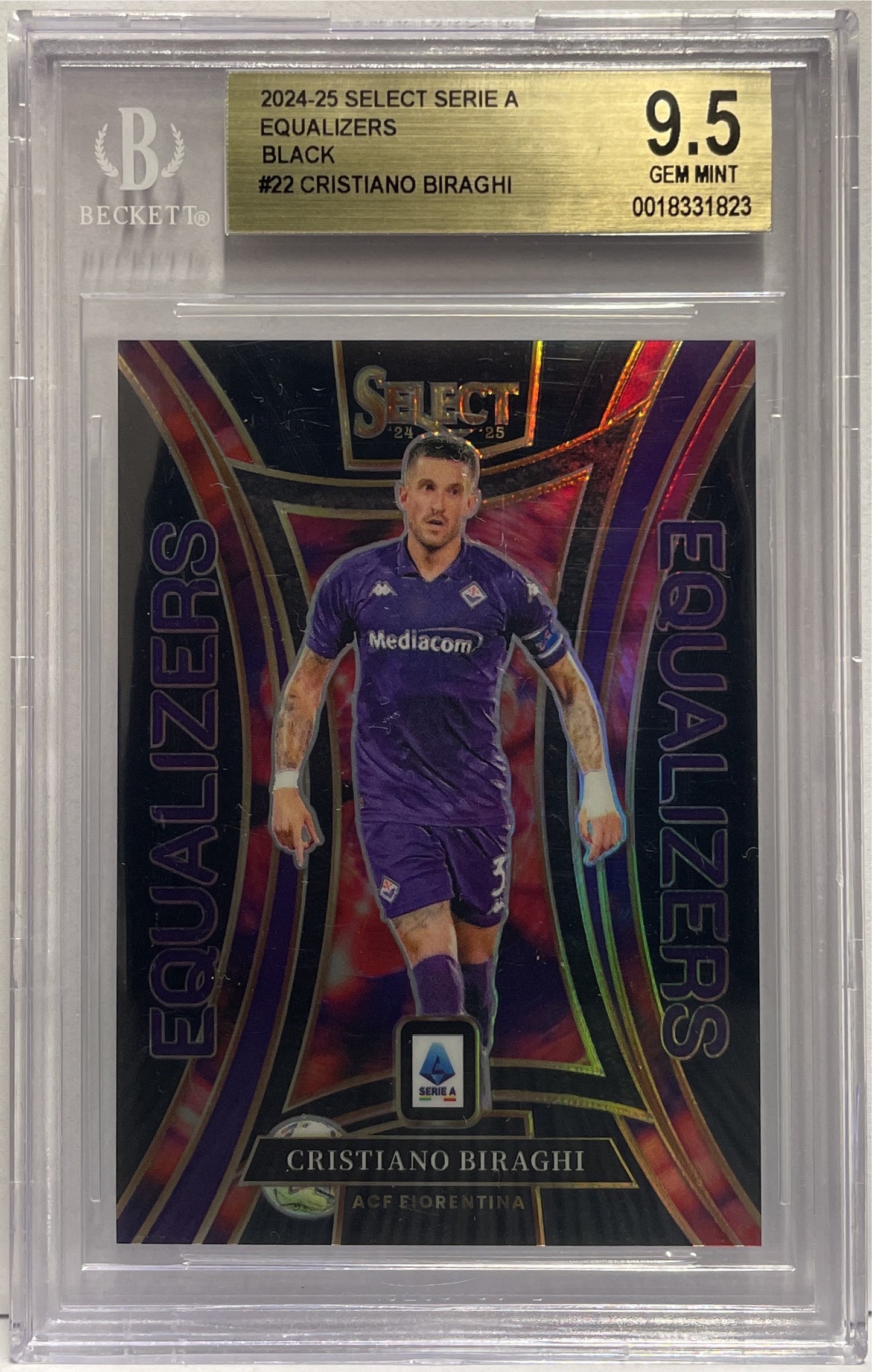 Cristiano Biraghi 1/1 Equalizers Black Panini Select Serie A 2024/25 Beckett 9.5