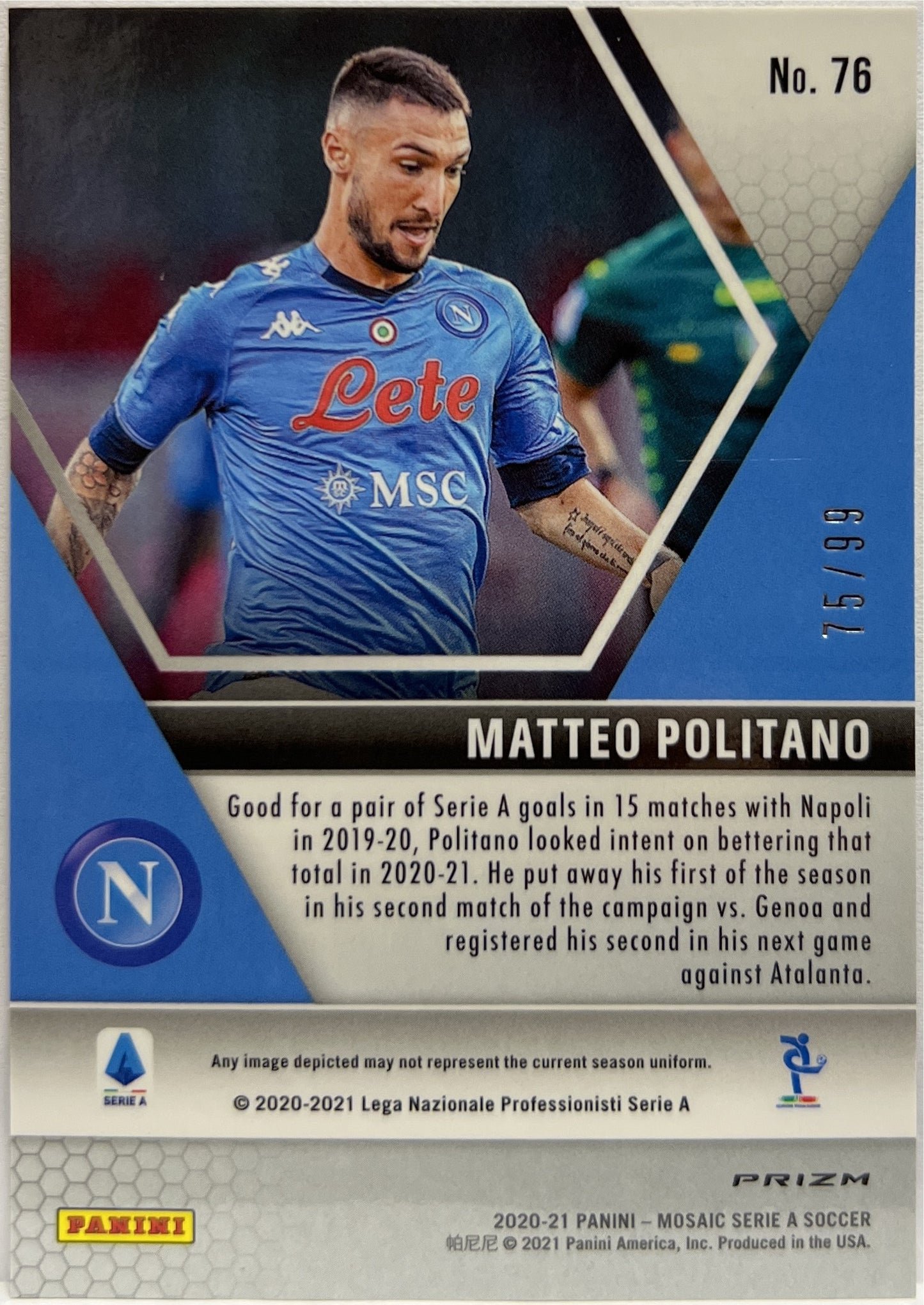 Matteo Politano 75/99 Blue Mosaic Serie A 2020/21