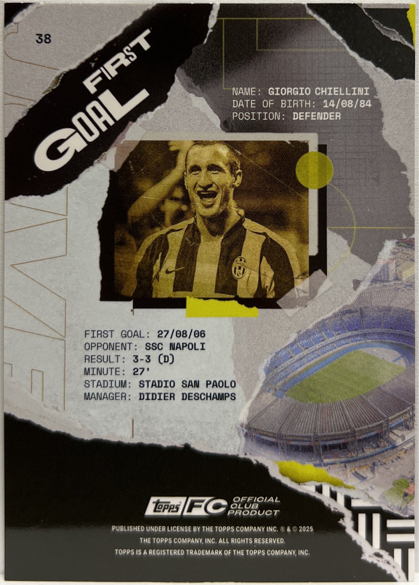 Giorgio Chiellini 40/50 Gold Topps Juventus Premium Team Set 2024/25