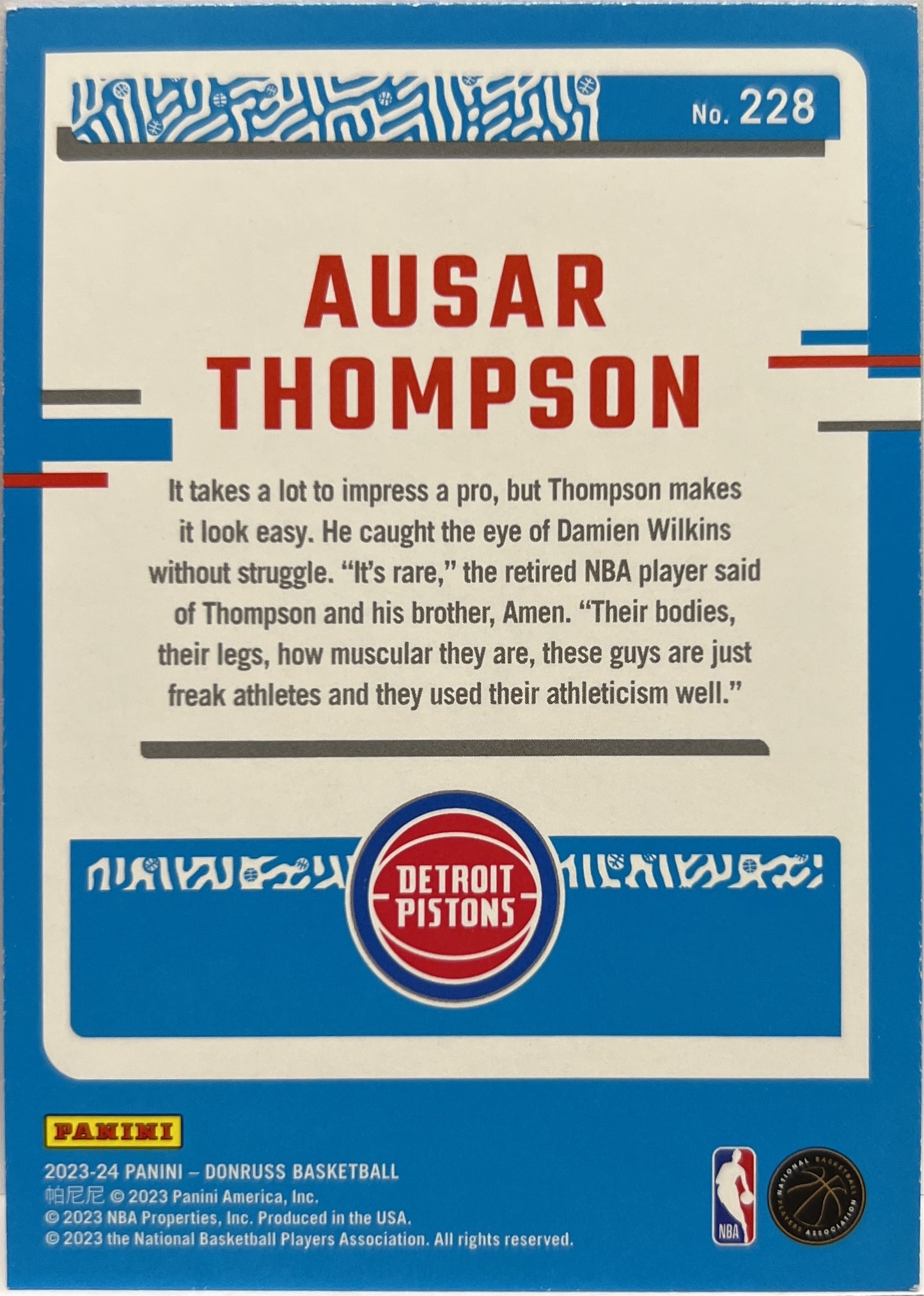 Ausar Thompson Rated Rookie Choice Silver Donruss Basketball NBA 2023/24
