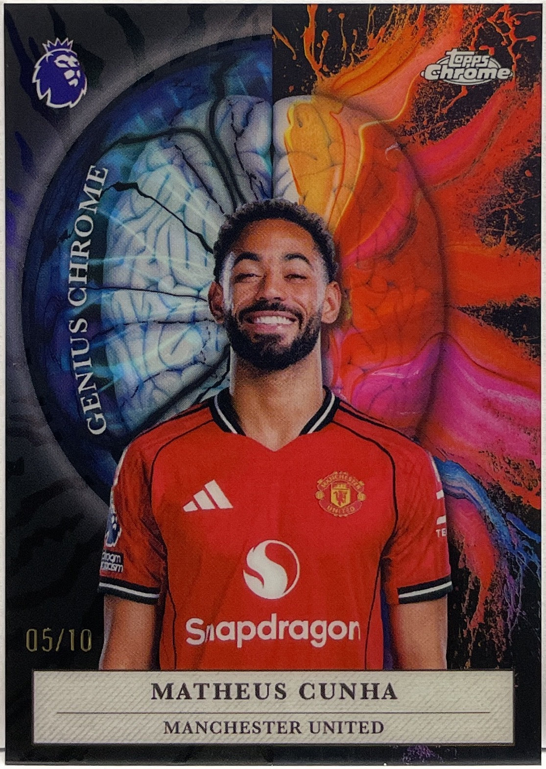 Matheus Cunha 5/10 Genius Chrome Topps Chrome Premier League EPL 2026