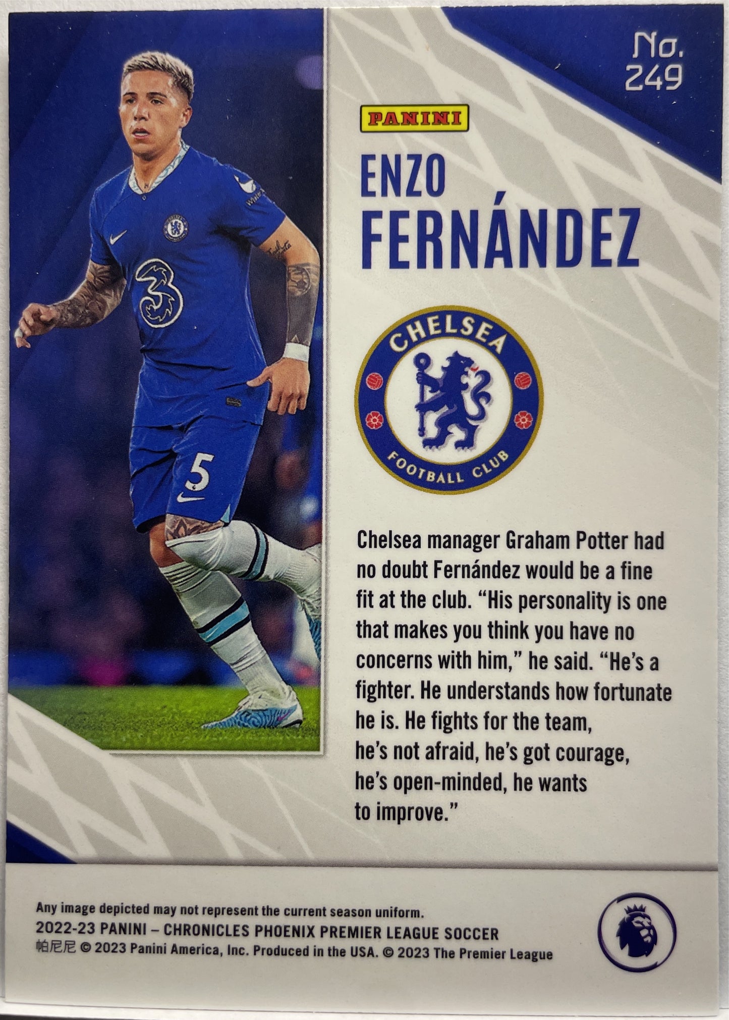 Enzo Fernandez Rookie Silver Chronicles Premier League 2022/23