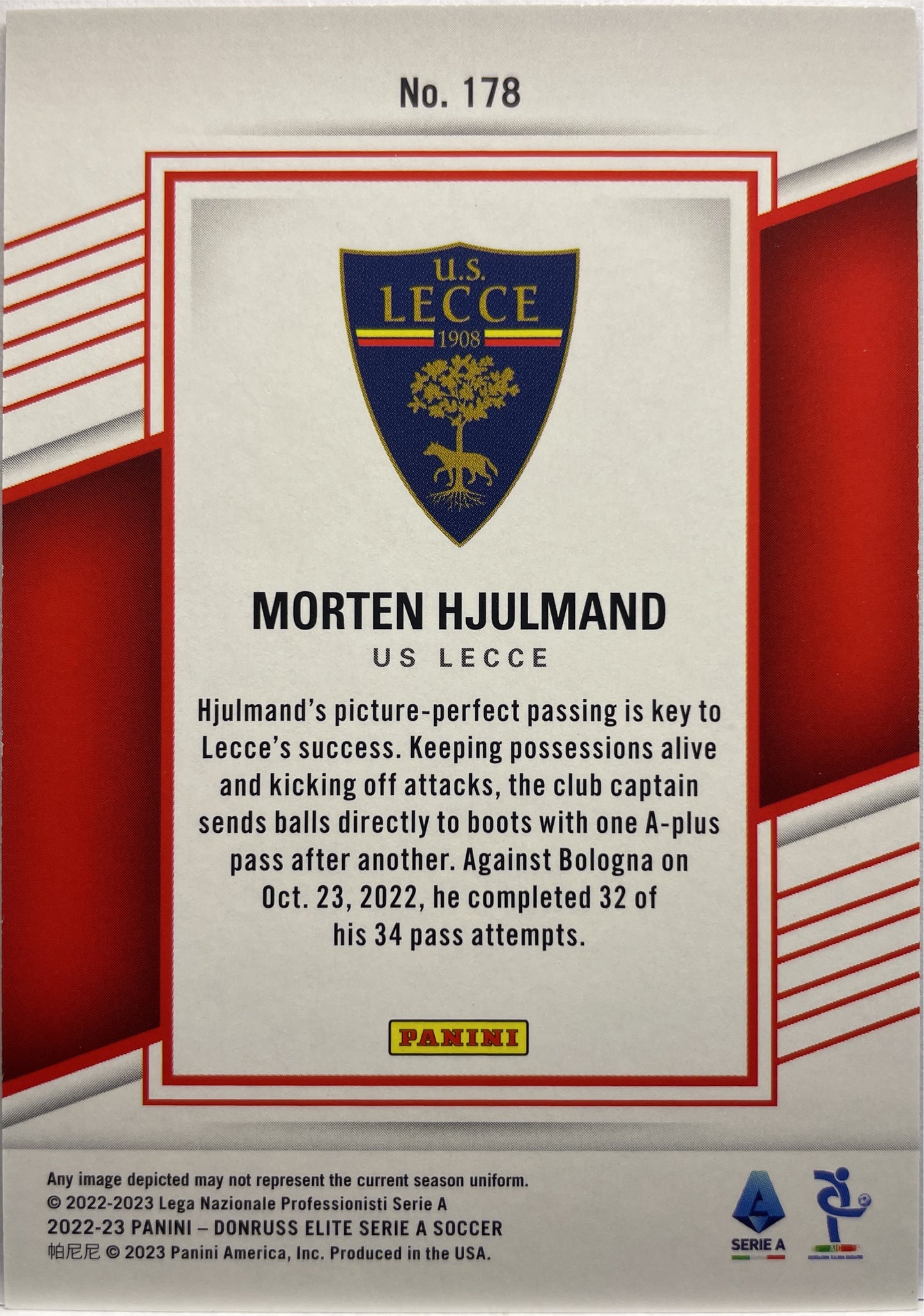 Morten Hjulmand 10/15 Rookie Purple Donruss Elite Serie A 2022/23