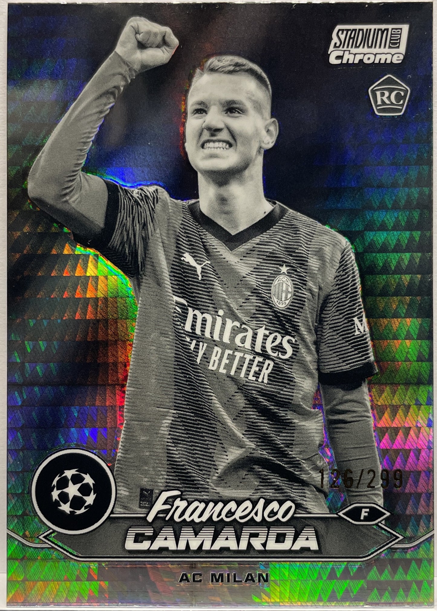 Francesco Camarda 126/299 Rookie Black And White Topps Stadium Chrome 2023/24