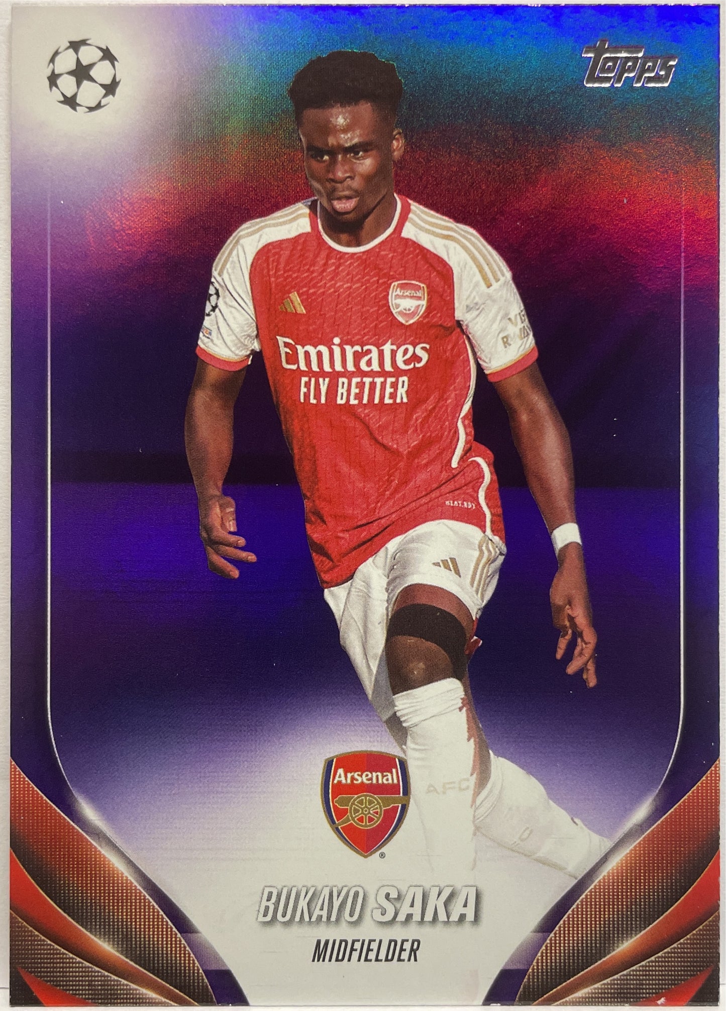 Bukayo Saka 78/299 Purple Foilboard Topps UCC 2023/24