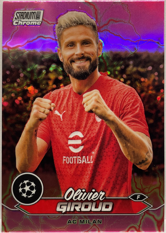 Olivier Giroud Pink Red Electric Charge Topps Stadium Chrome 2023/24