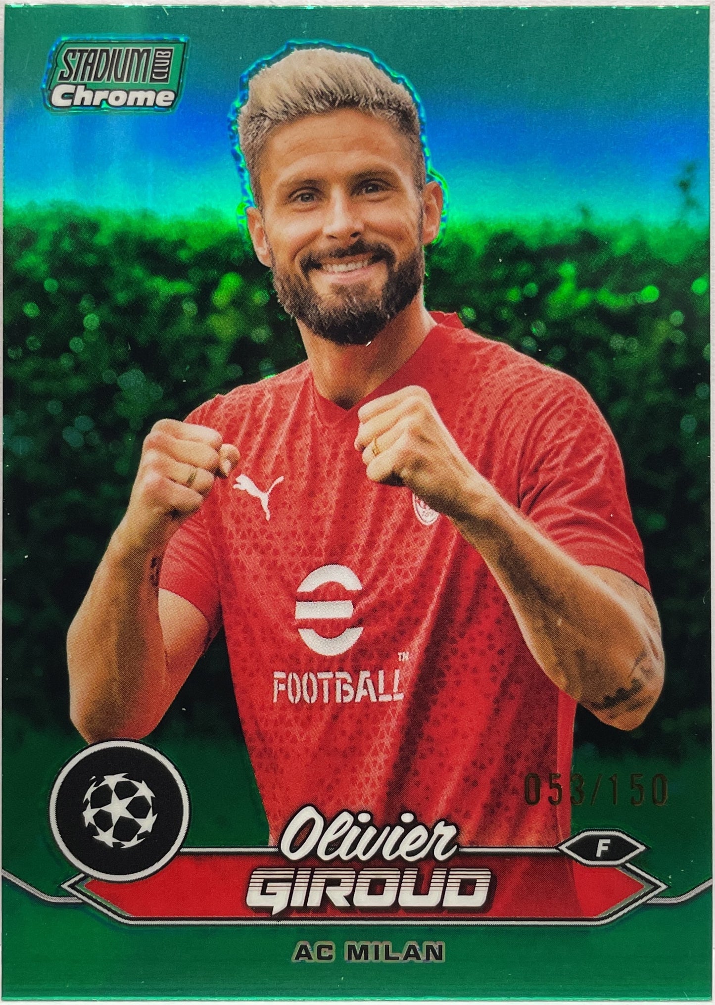 Olivier Giroud 53/150 Green Topps Stadium Chrome 2023/24