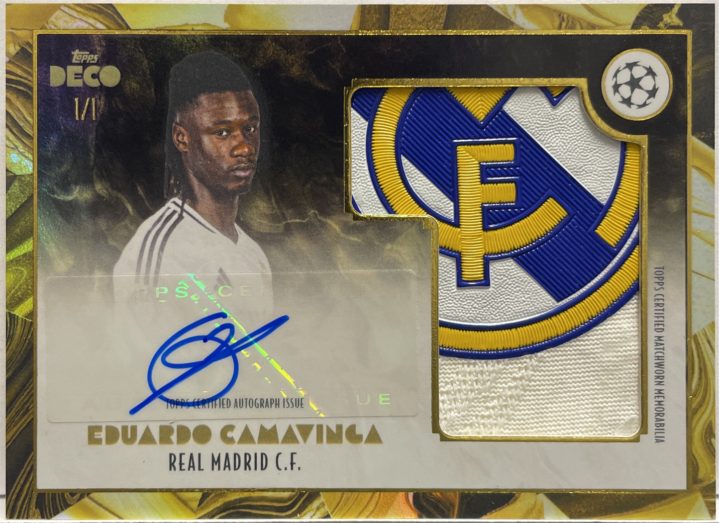 Eduardo Camavinga 1/1 Match Worn Autograph Antiquity Topps Deco 2024/25