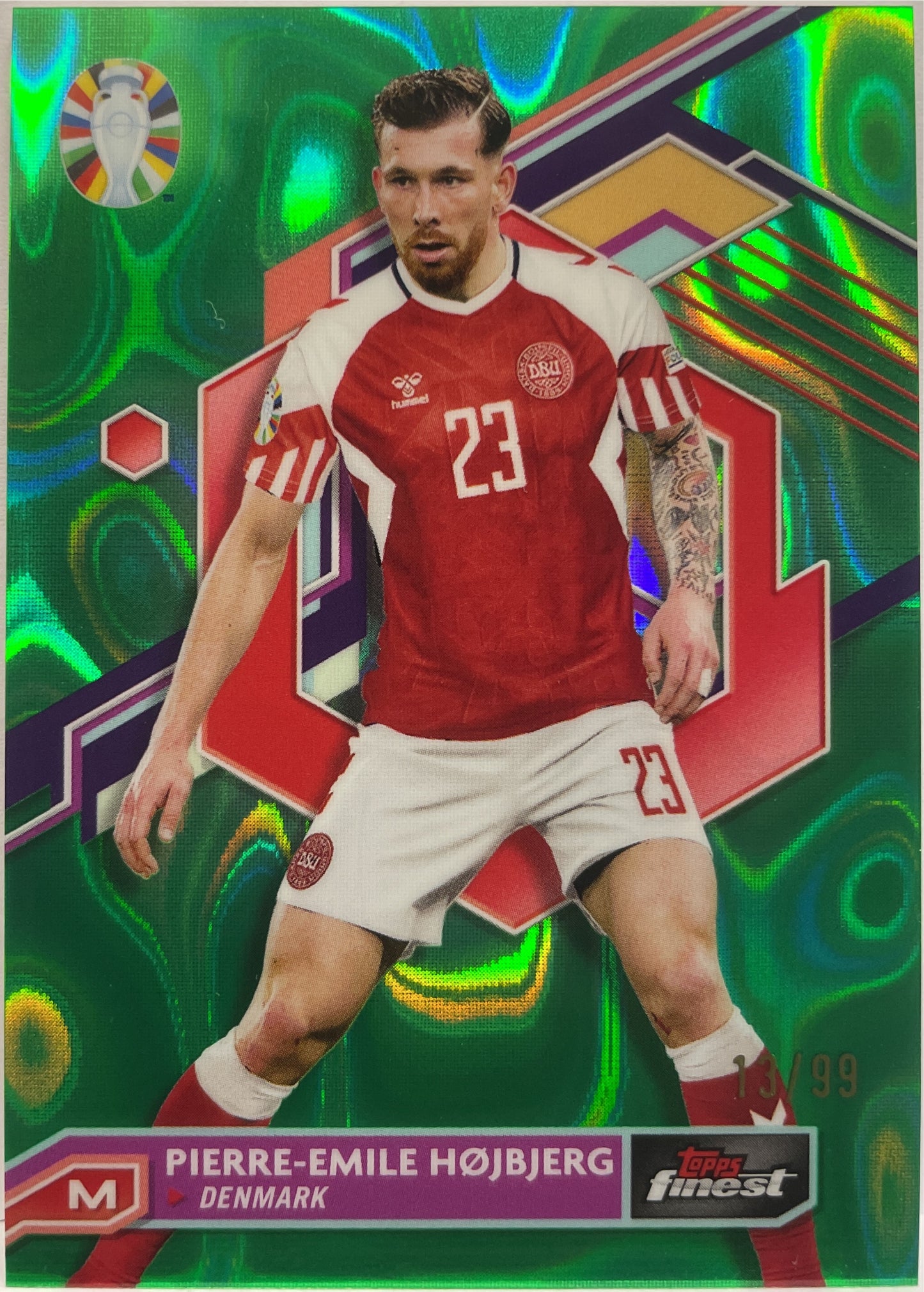 Pierre-Emile Hojberg 13/99 Green Lava Topps Finest Road To Uefa Euro 2024