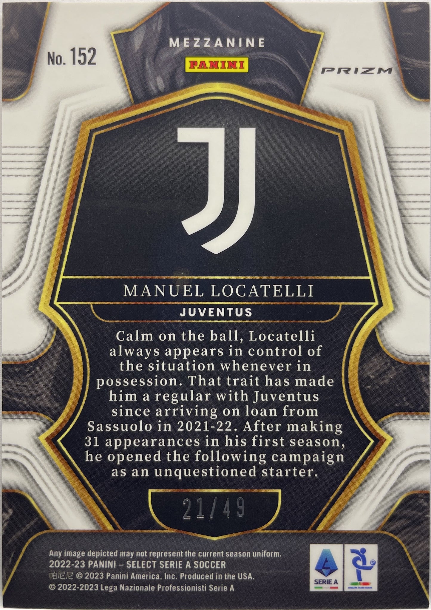 Manuel Locatelli 21/49 Mezzanine Purple Select Serie A 2022/23