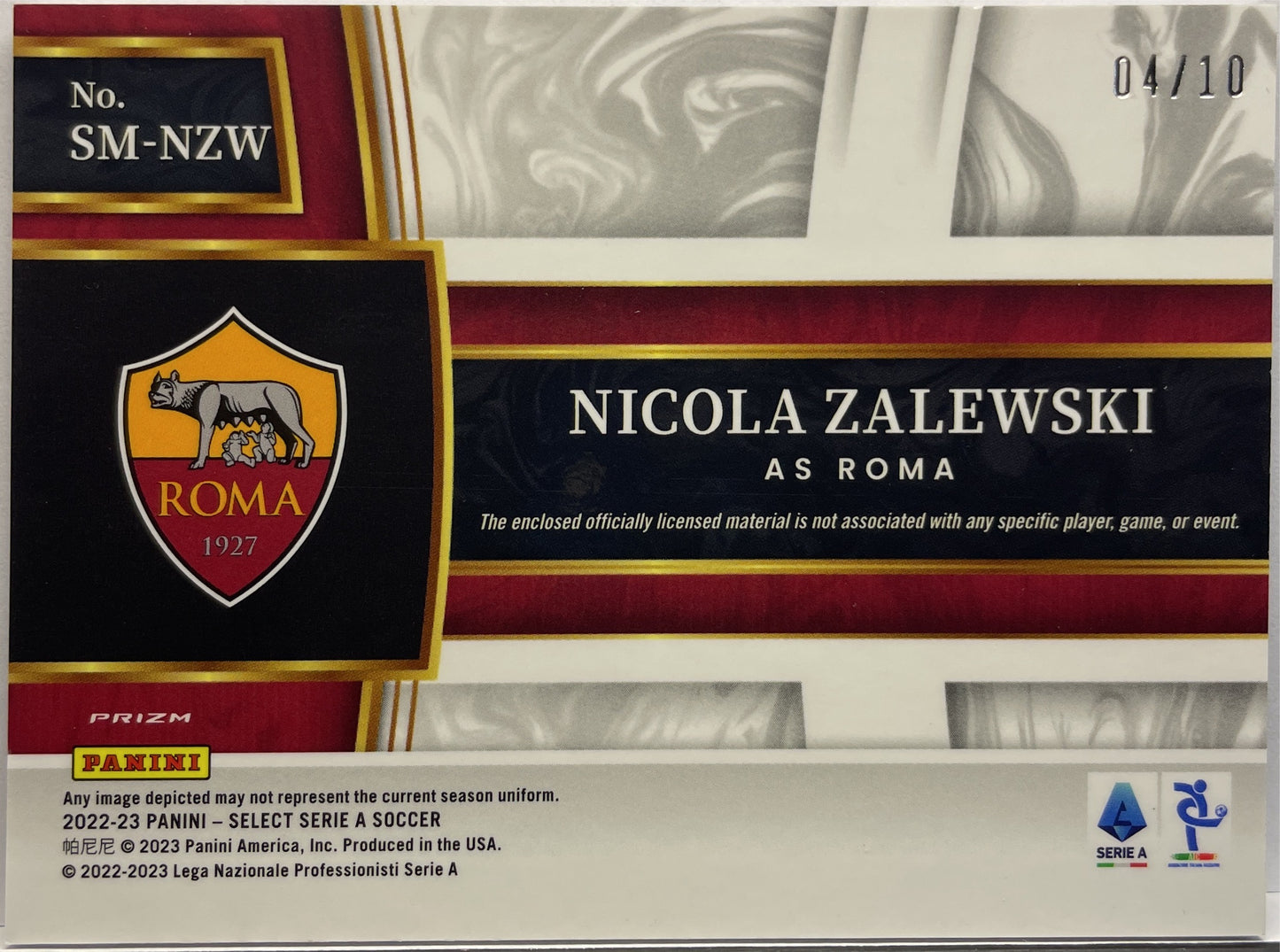 Nicola Zalewski 4/10 Rookie Patch Select Serie A 2022/23